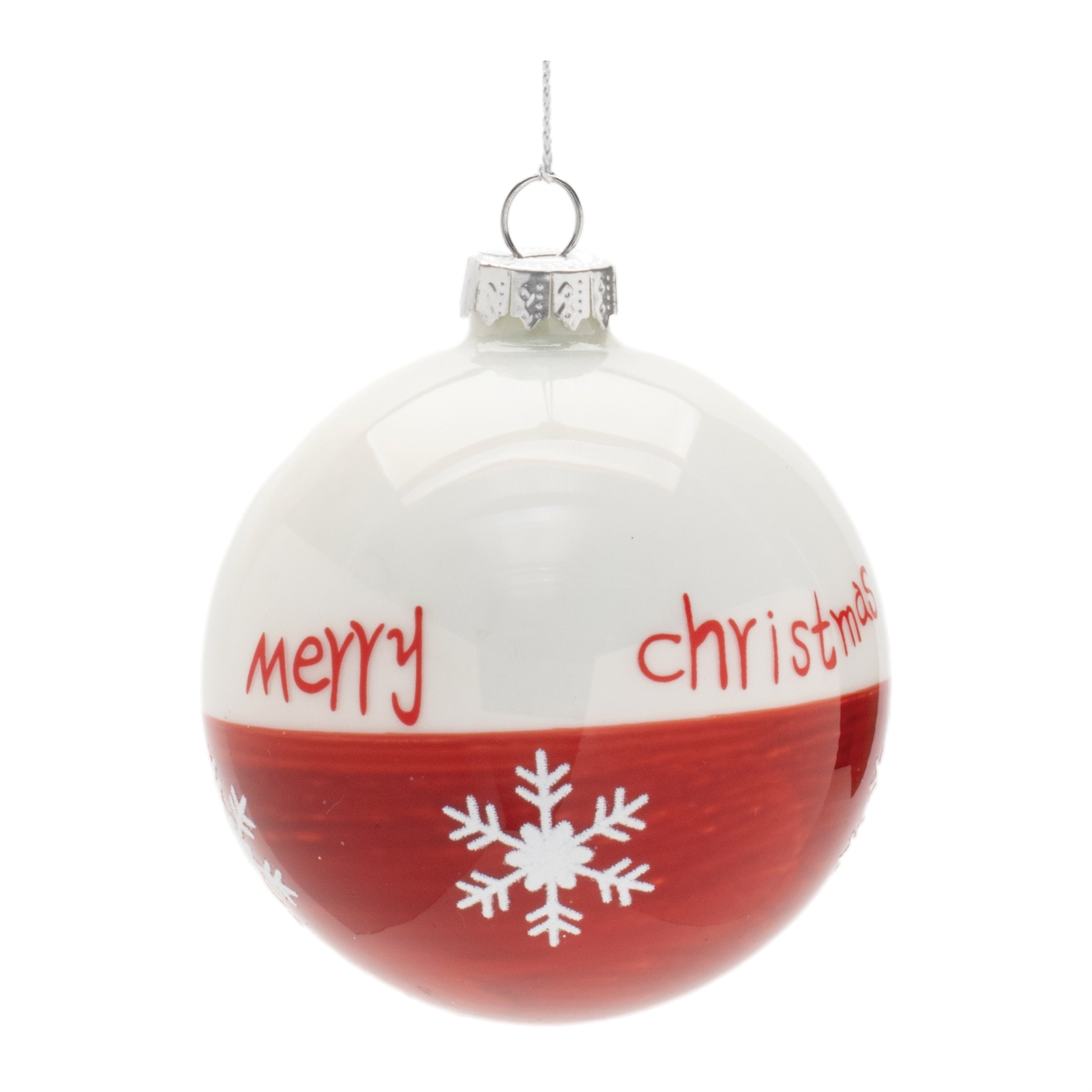 Merry Christmas Ball Ornament 3”D Glass