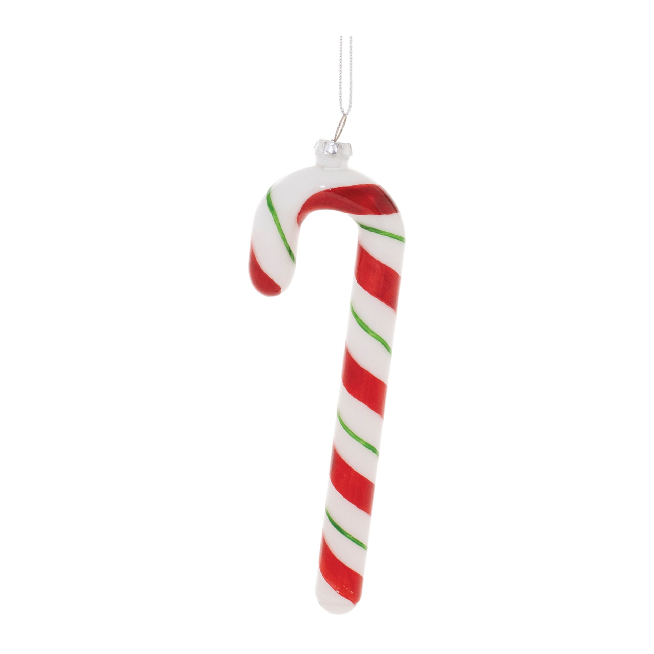 Candy Cane Ornament 6”H Glass