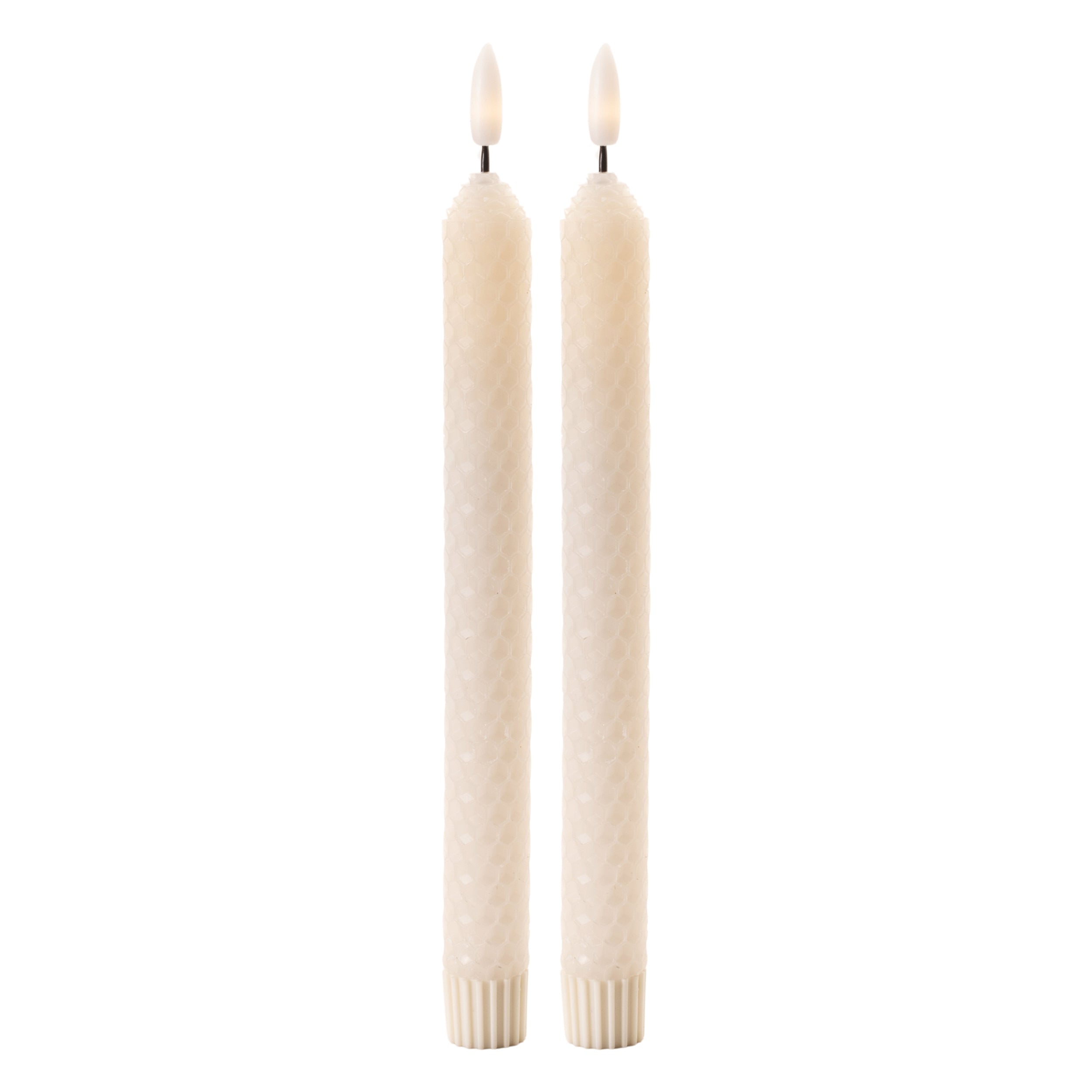 FIA Wick Taper Candle (Set of 2) CREAM 9.5"H Wax/Plastic 2 AAA Batteries Not Included