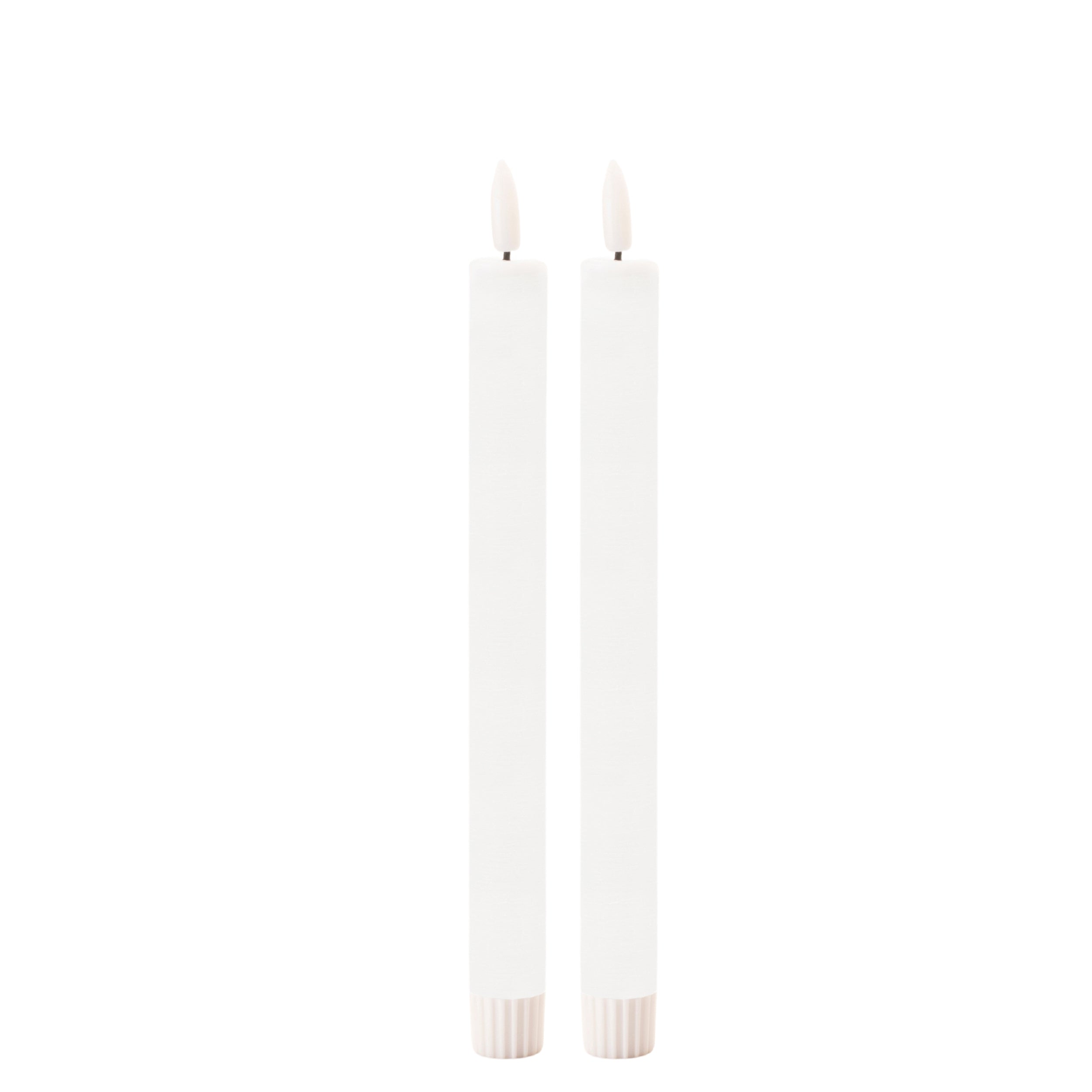 FIA Wick Taper Candle (Set of 2) WHITE 9.5"H Wax/Plastic 2 AAA Batteries Not Included