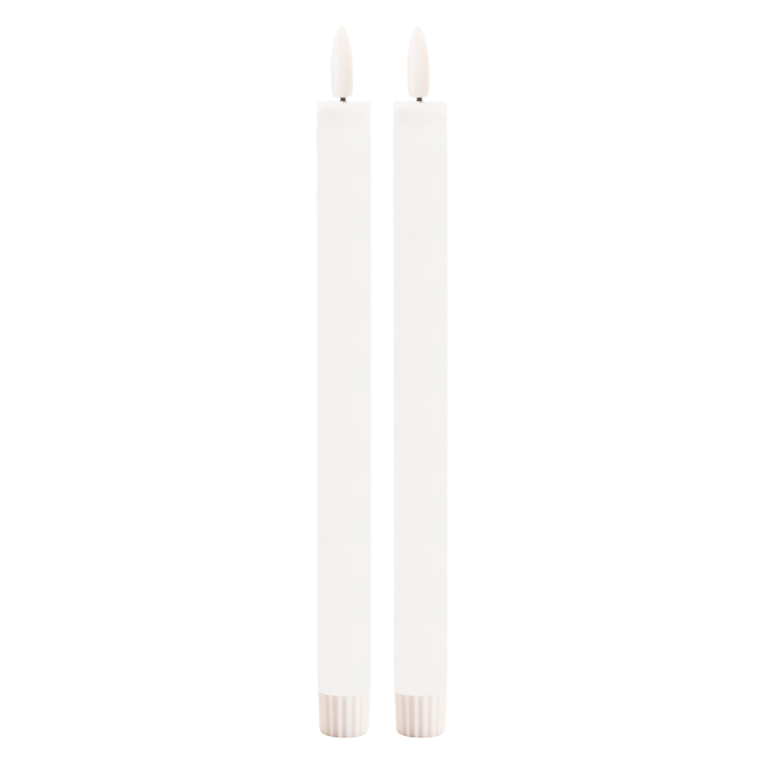 FIA Wick Taper Candle (Set of 2) WHITE 11"H Wax/Plastic 2 AAA Batteries Not Included