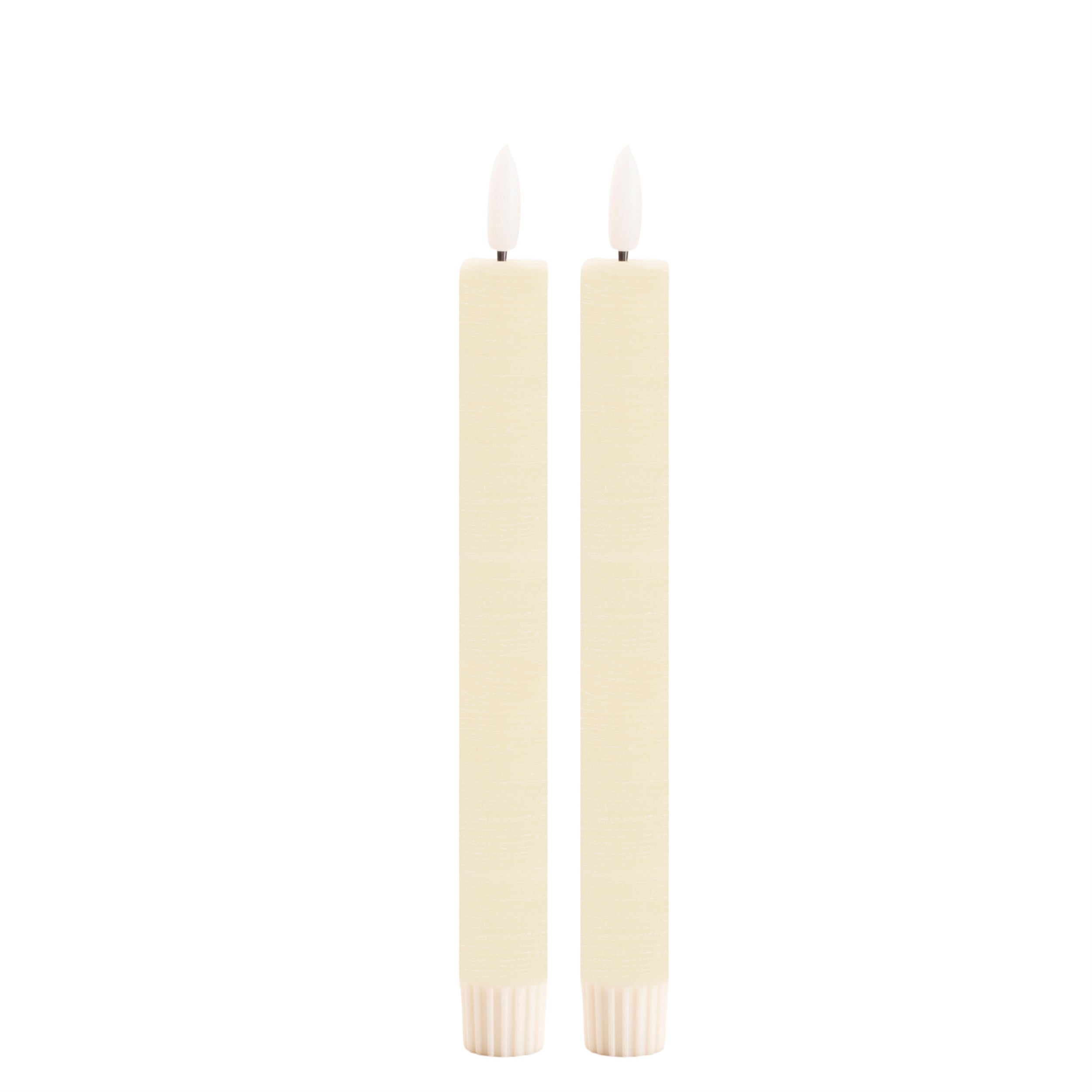 FIA Wick Taper Candle (Set of 2) CREAM 9.5"H Wax/Plastic 2 AAA Batteries Not Included