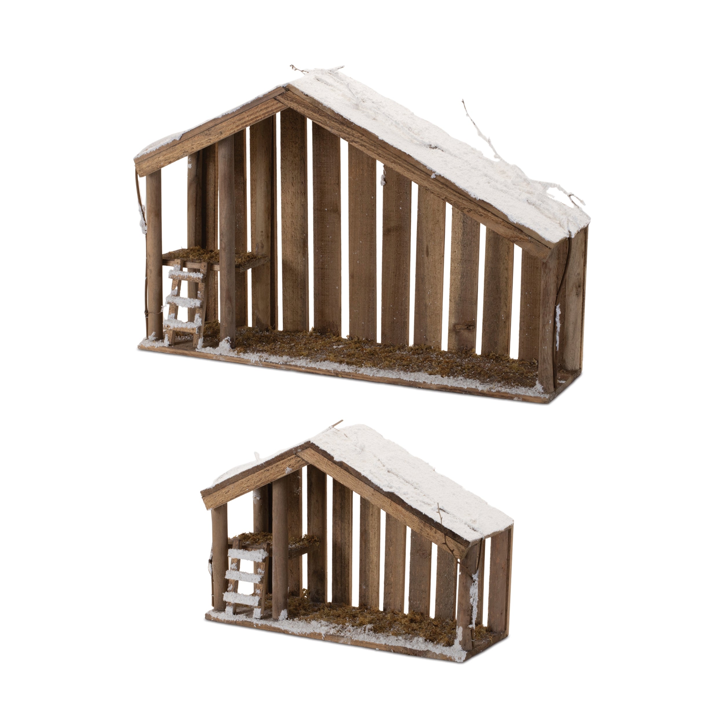 Creche (Set of 2) 15.5"L x 6"W x 10.5"H, 24"L x 6.75"W x 16"H Wood