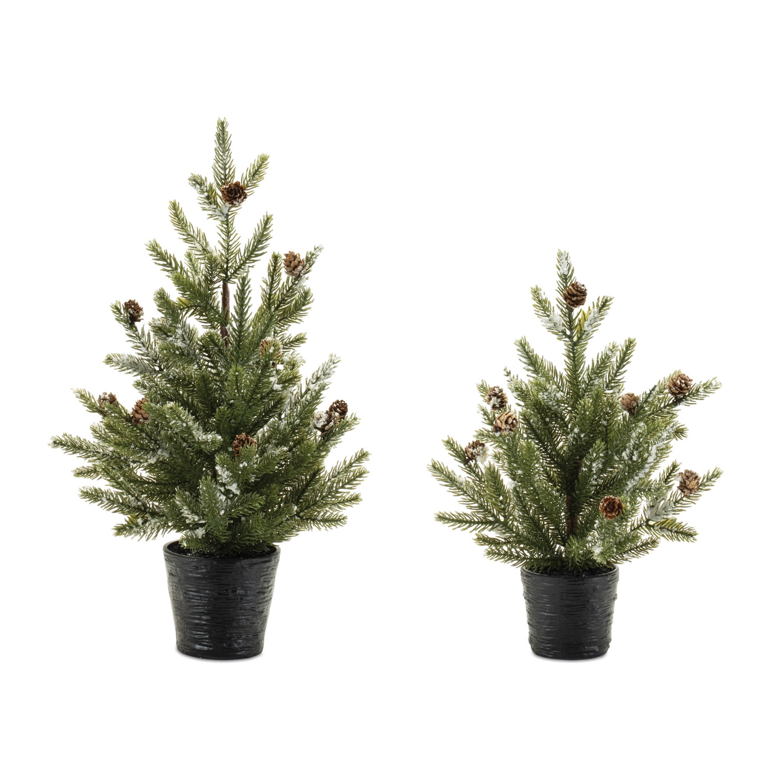 Potted Mini Pine Tree (Set of 2) 15"H, 20"H Plastic
