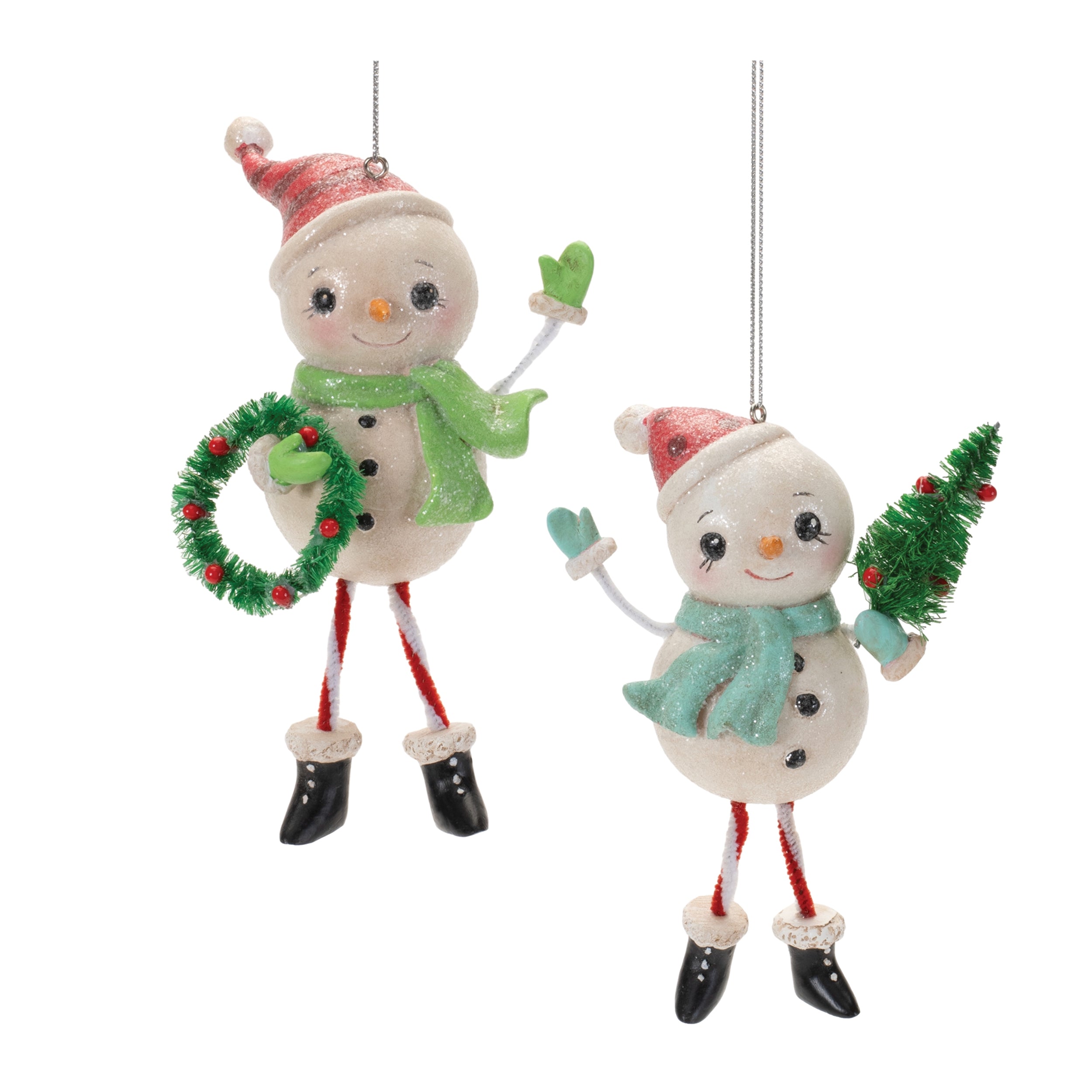 Snowman Ornament (2 Asst) 4”H Resin