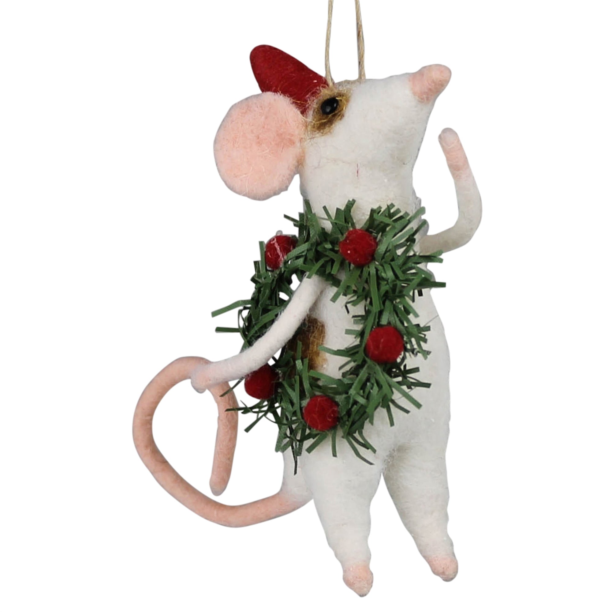 Mouse with Wreath Ornament, Felt