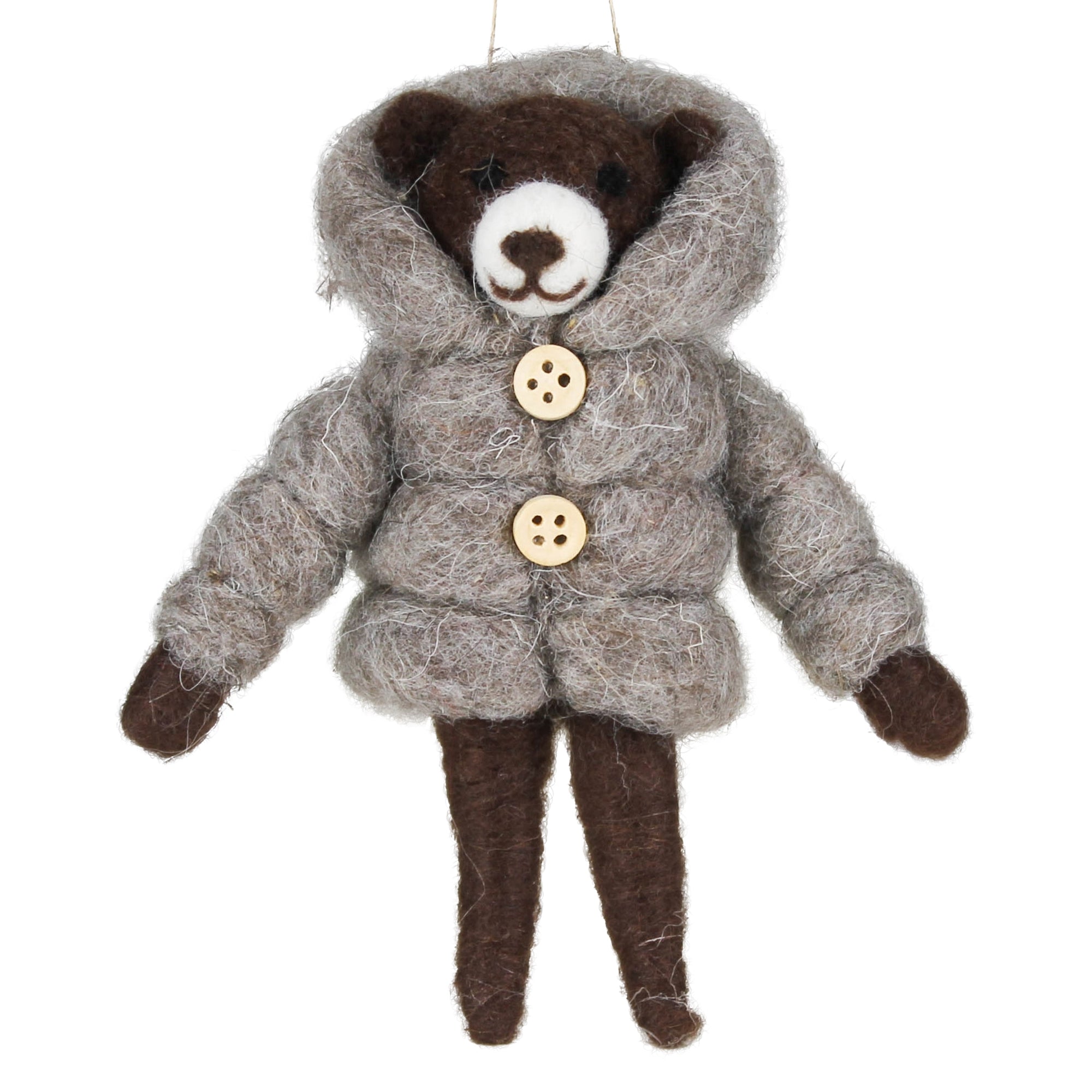 Bear in Puffer Jacket Ornament, Felt