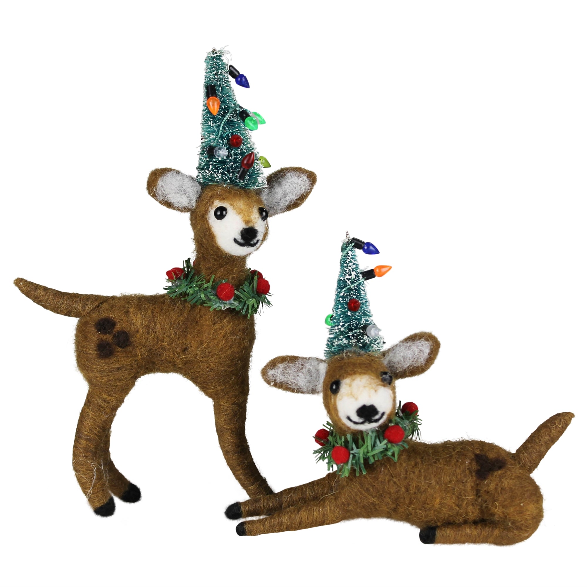 Deer with Tree Hats - Set of 2