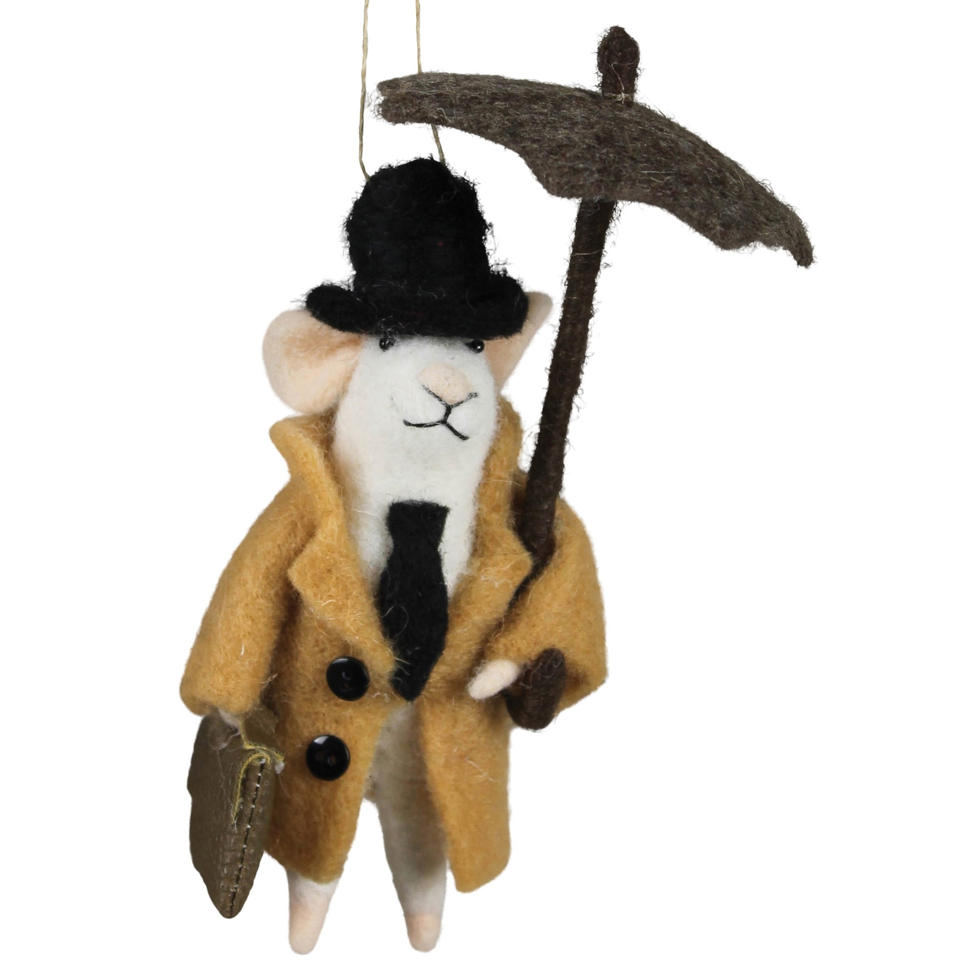 Mouse with Umbrella Ornament, Felt