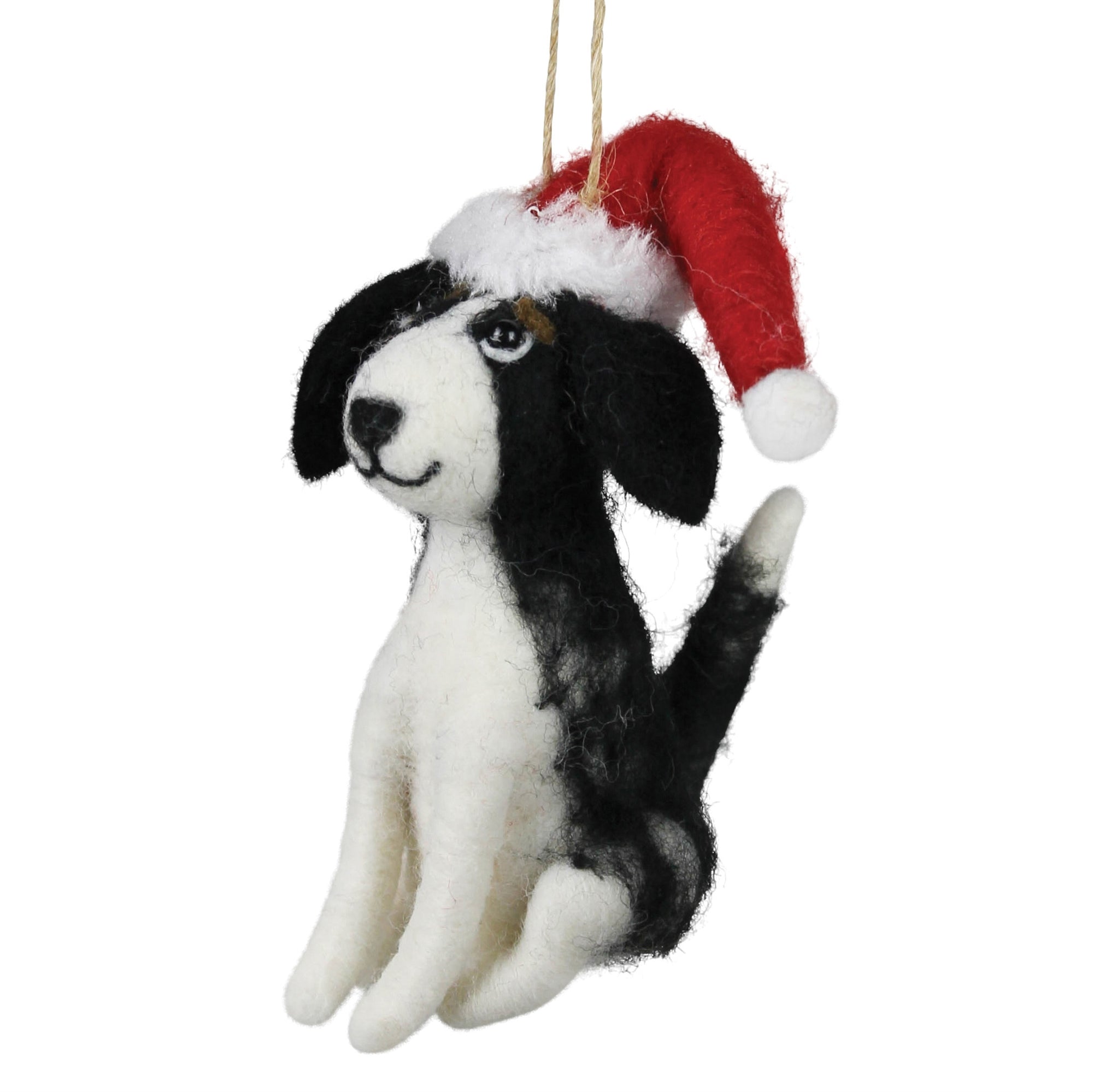 Puppy with Santa Hat Ornament , Felt