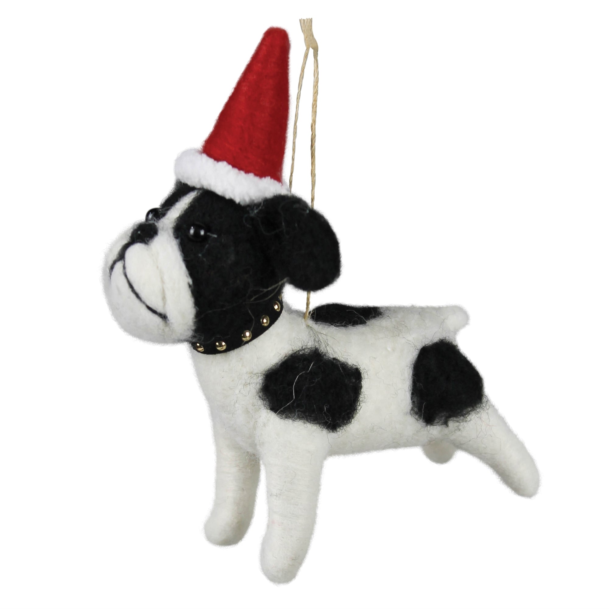 Terrier with Christmas Hat Ornament, Felt