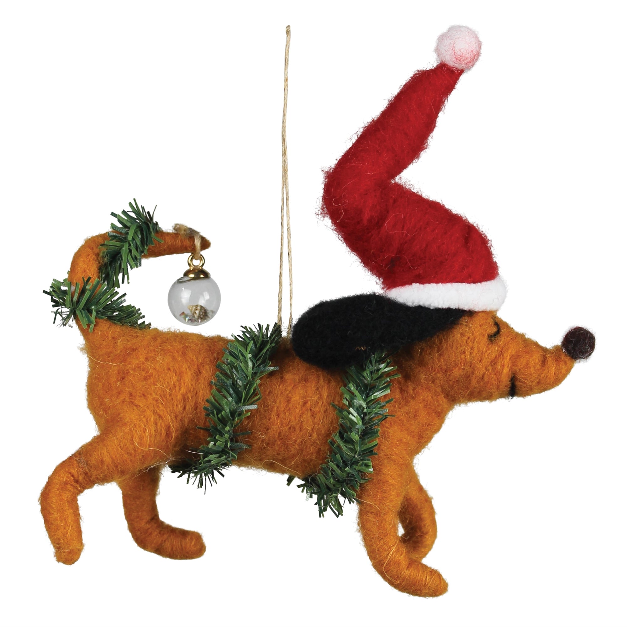 Daschund with Garland Ornament, Felt