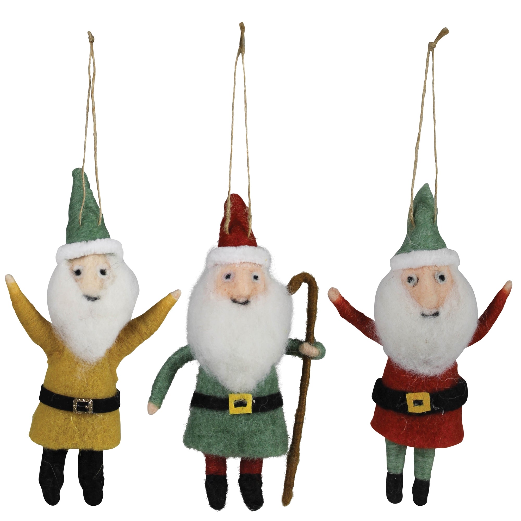 Gnome Ornaments, Felt - Set of 3