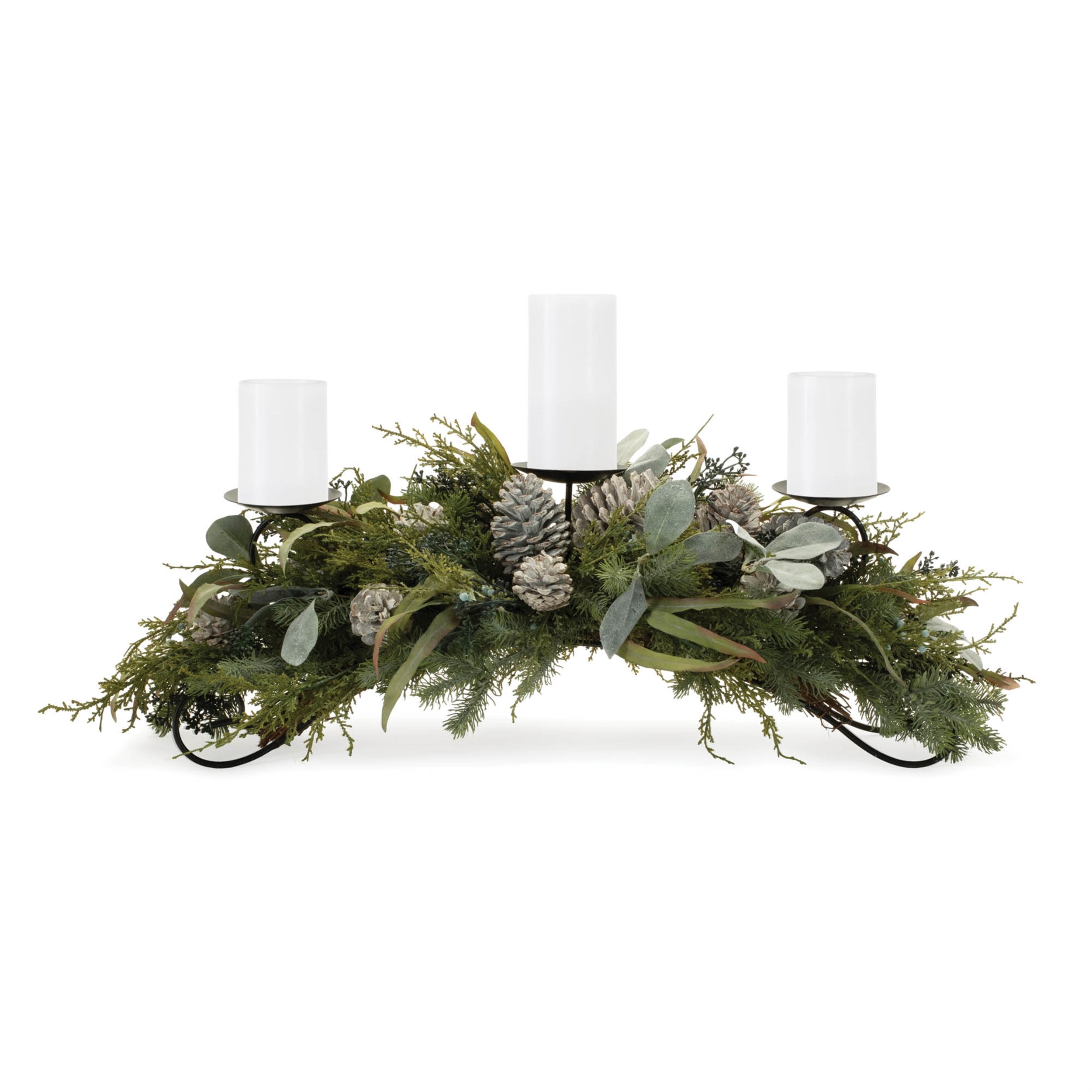 Mixed Pine Candle Holder Centerpiece 32"L x 13"W x 12"H PVC