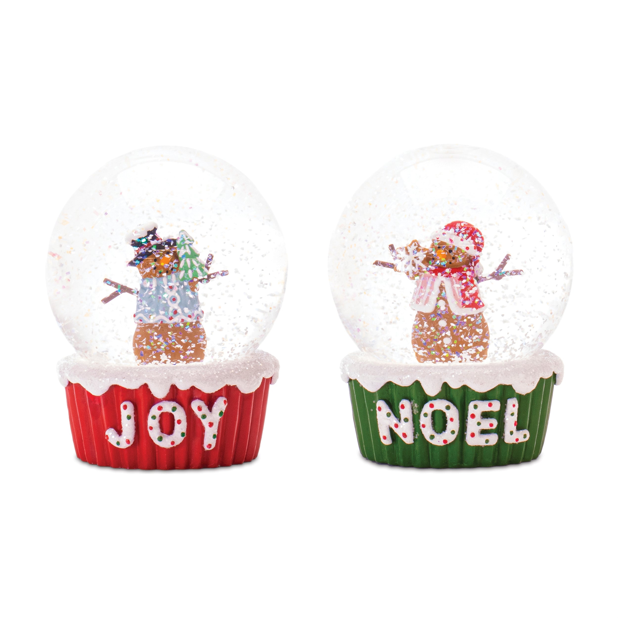 Snow Globe w/Gingerbread Snowman (2 Asst) 4”H Resin