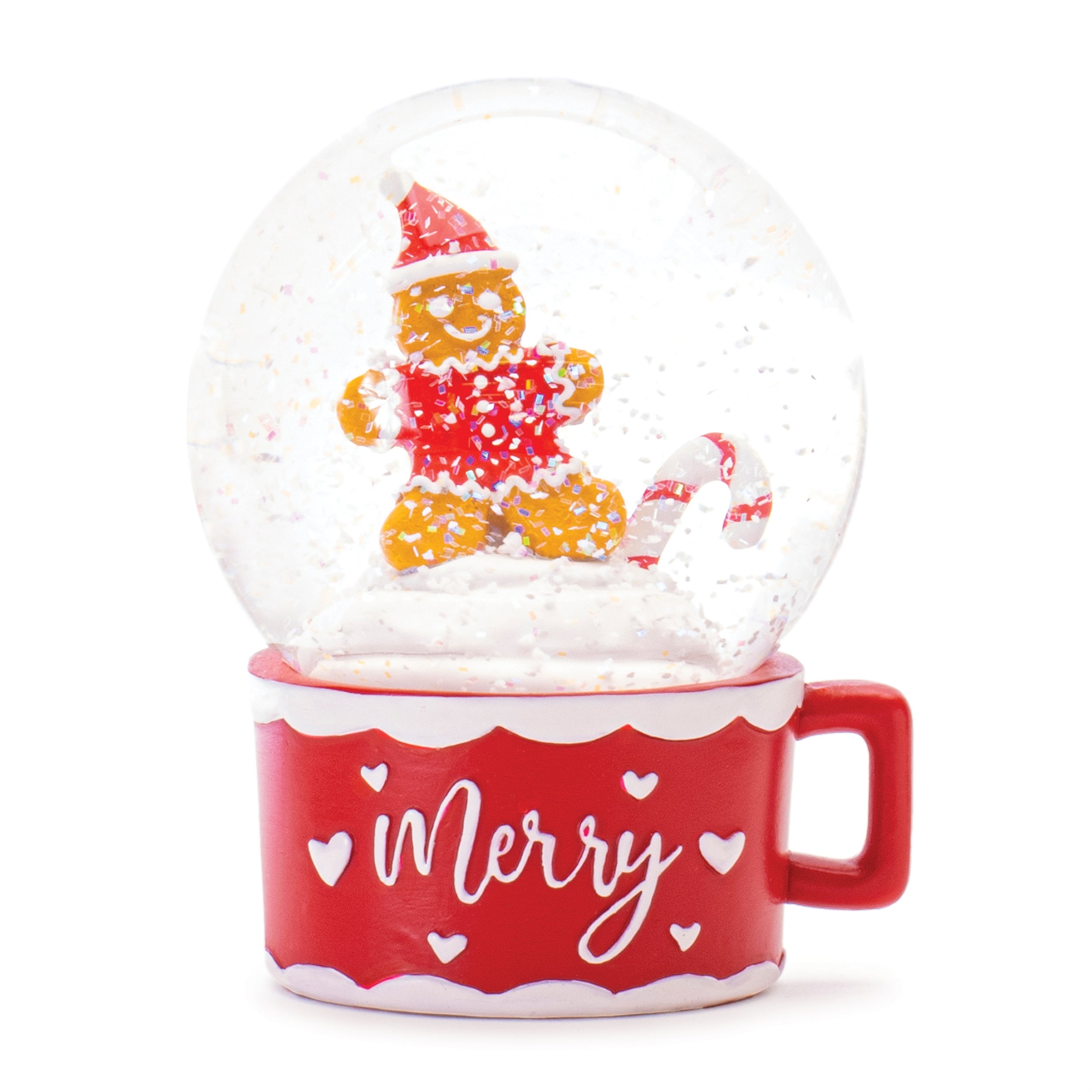 Snow Globe Mug w/Gingerbread Man 3.75”H Resin