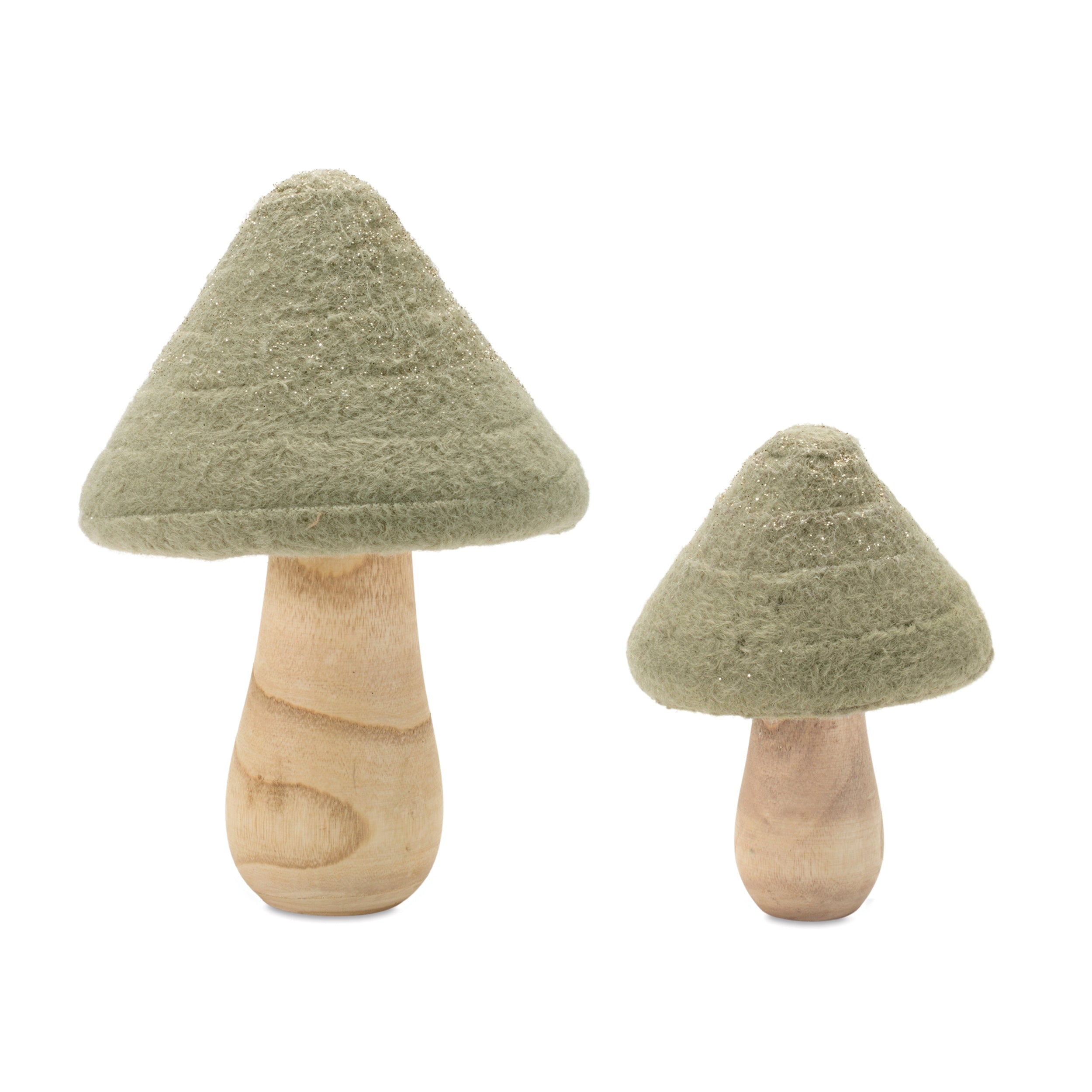 Mushroom (Set of 2) 5"H, 7.5"H Wood/Fabric
