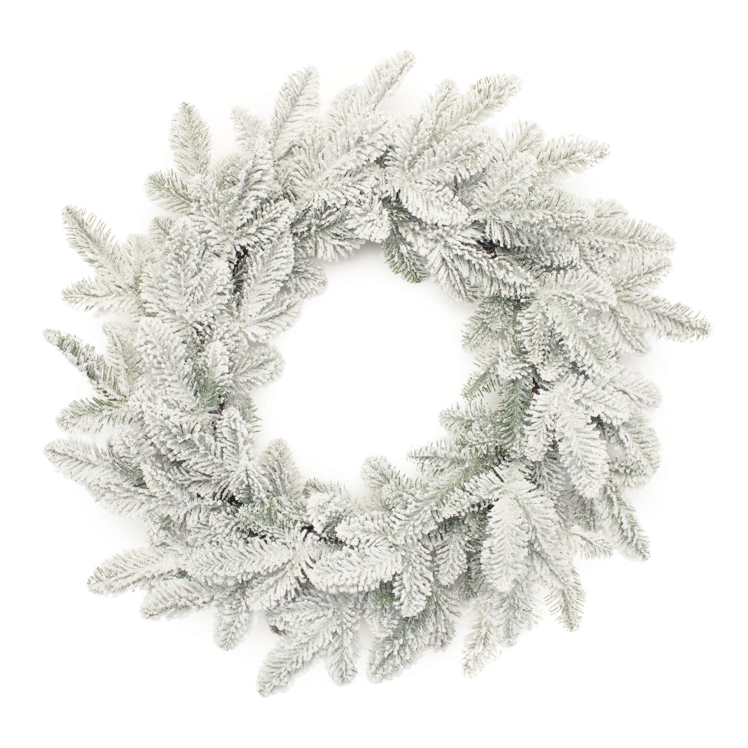 Flocked Pine Wreath 24"D Faux Floral Materials