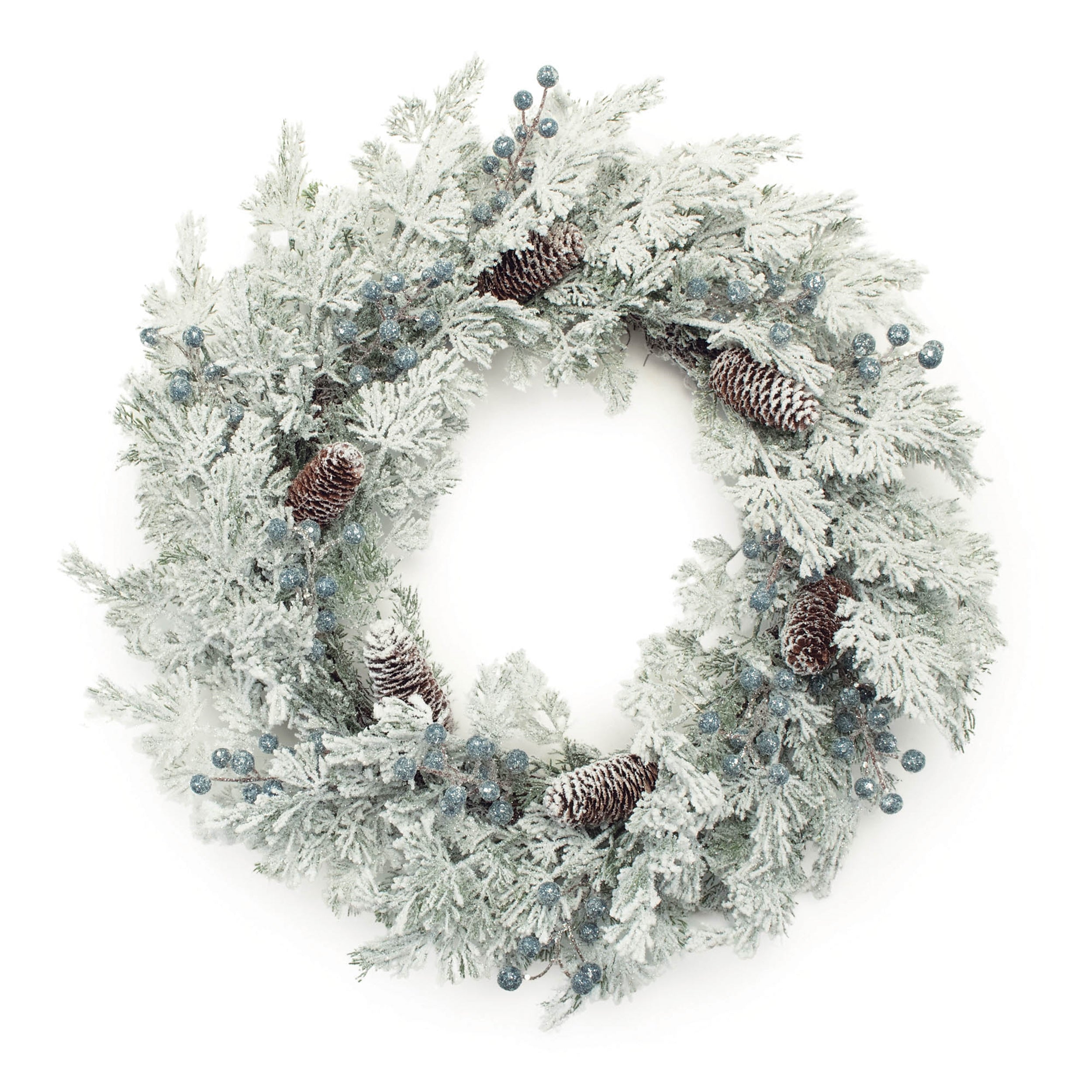 Flocked Pine Wreath 24"D Faux Floral Materials