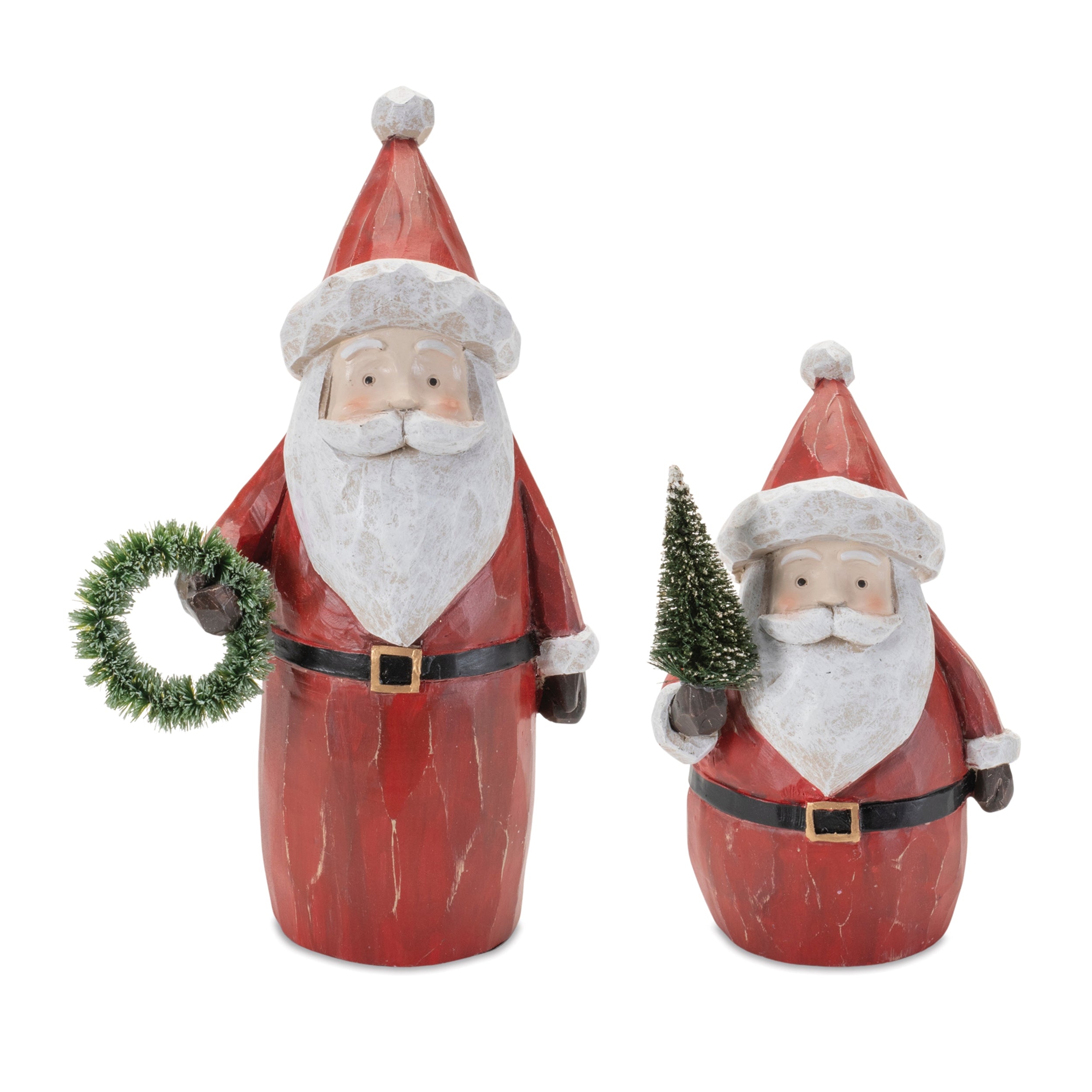 Santa (Set of 2) 6"H, 8.5"H Resin