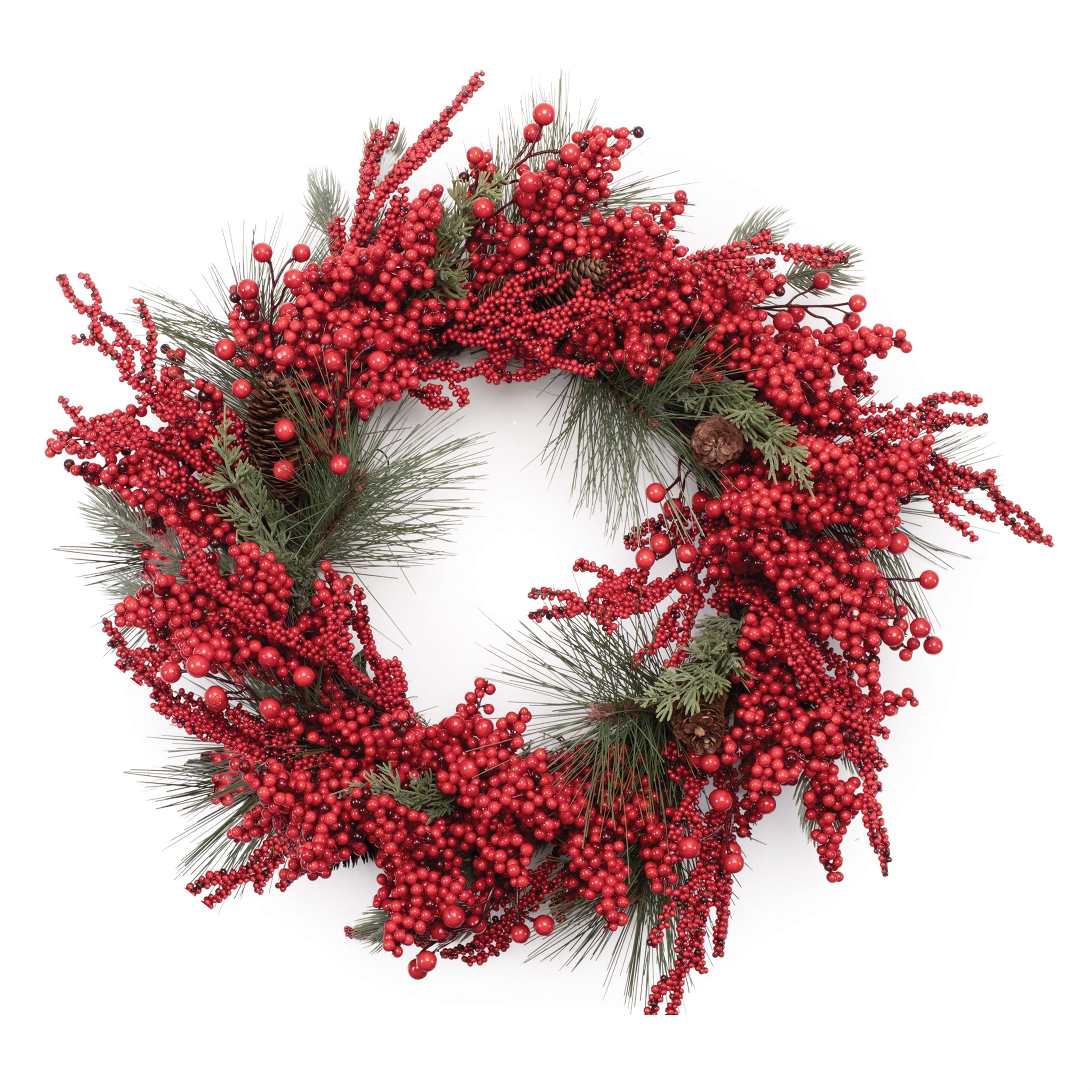 Berry and Pine Wreath 26”D Styrofoam//Twig