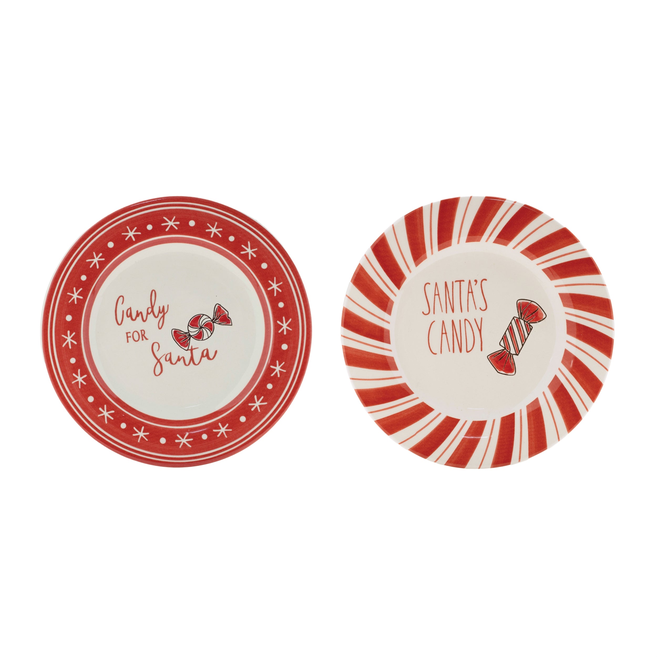 Santa Candy Plate (2 Asst) 8”D Ceramic