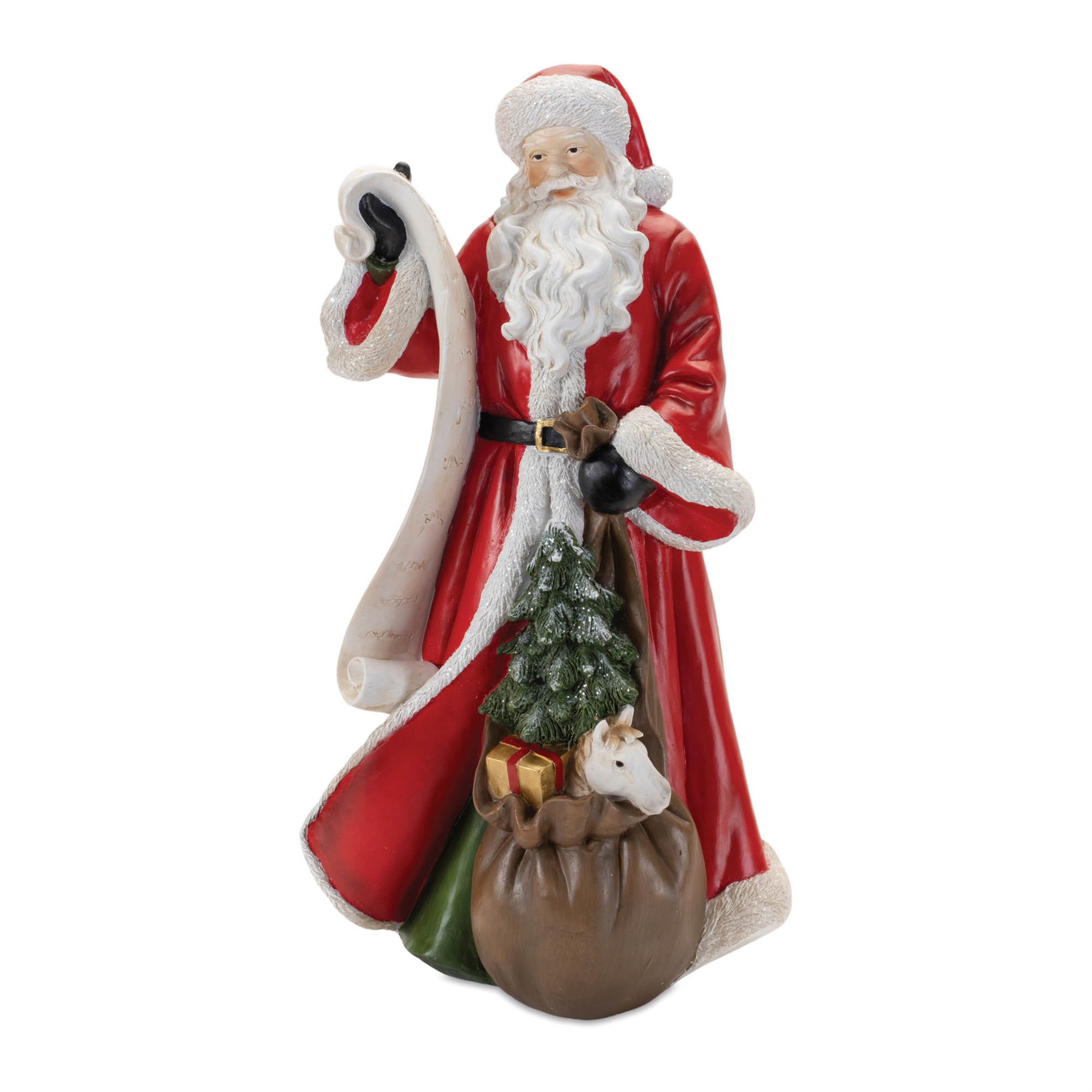 Santa w/List 16"H Resin