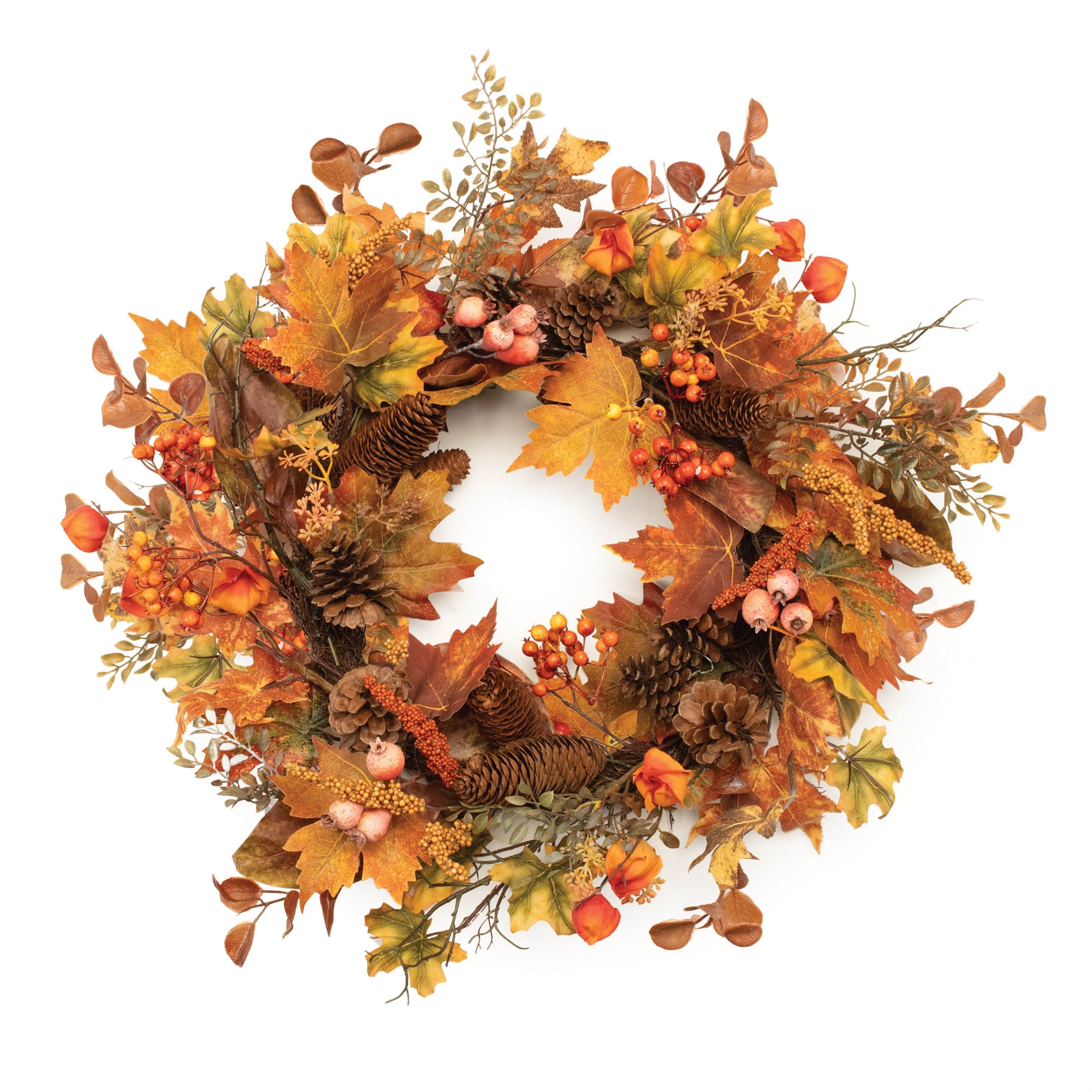 Mixed Fall Wreath 26.5"D Faux Floral Materials