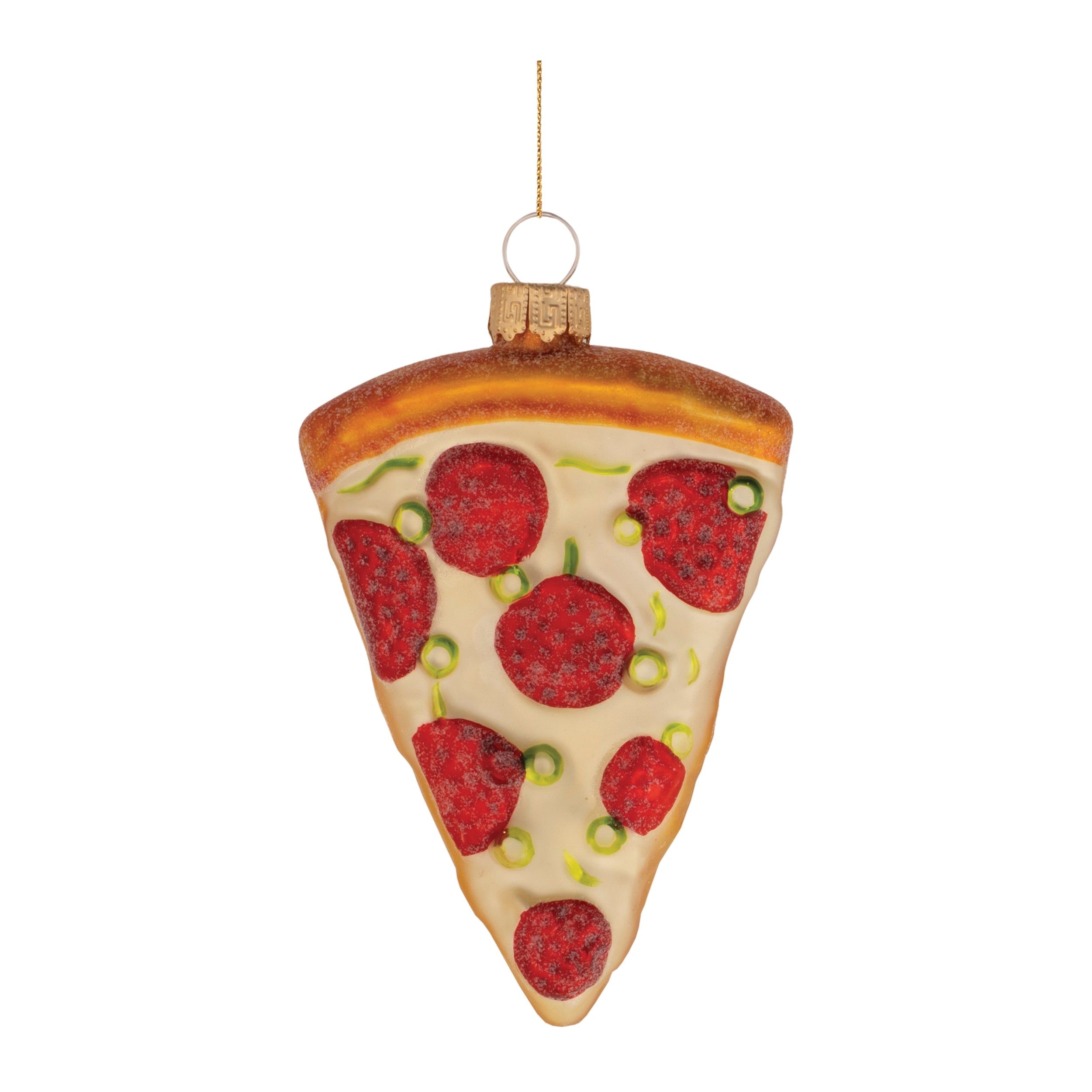 Pizza Slice Ornament 4”H Glass
