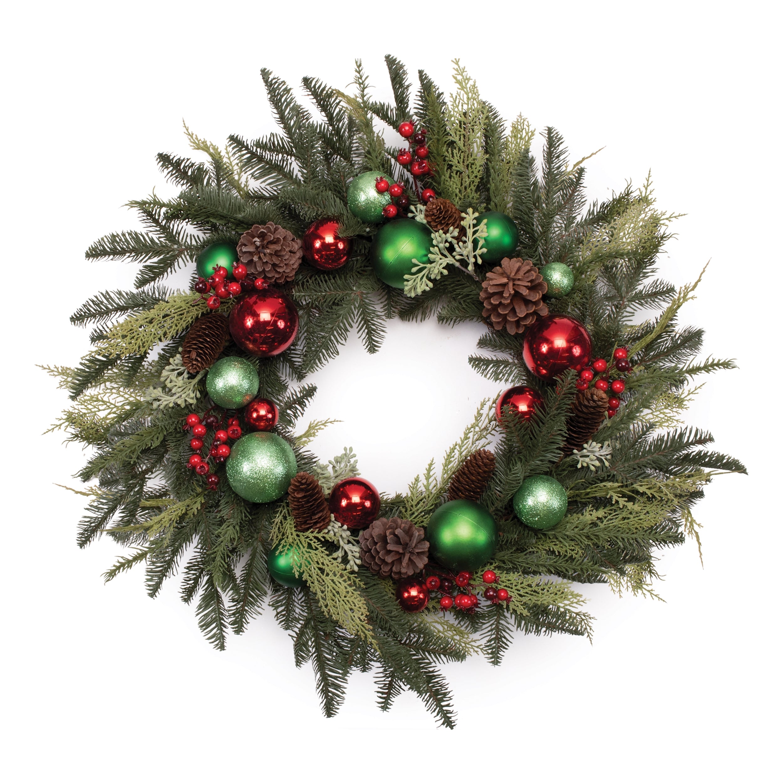 Pine w/Ornament Wreath 28”D