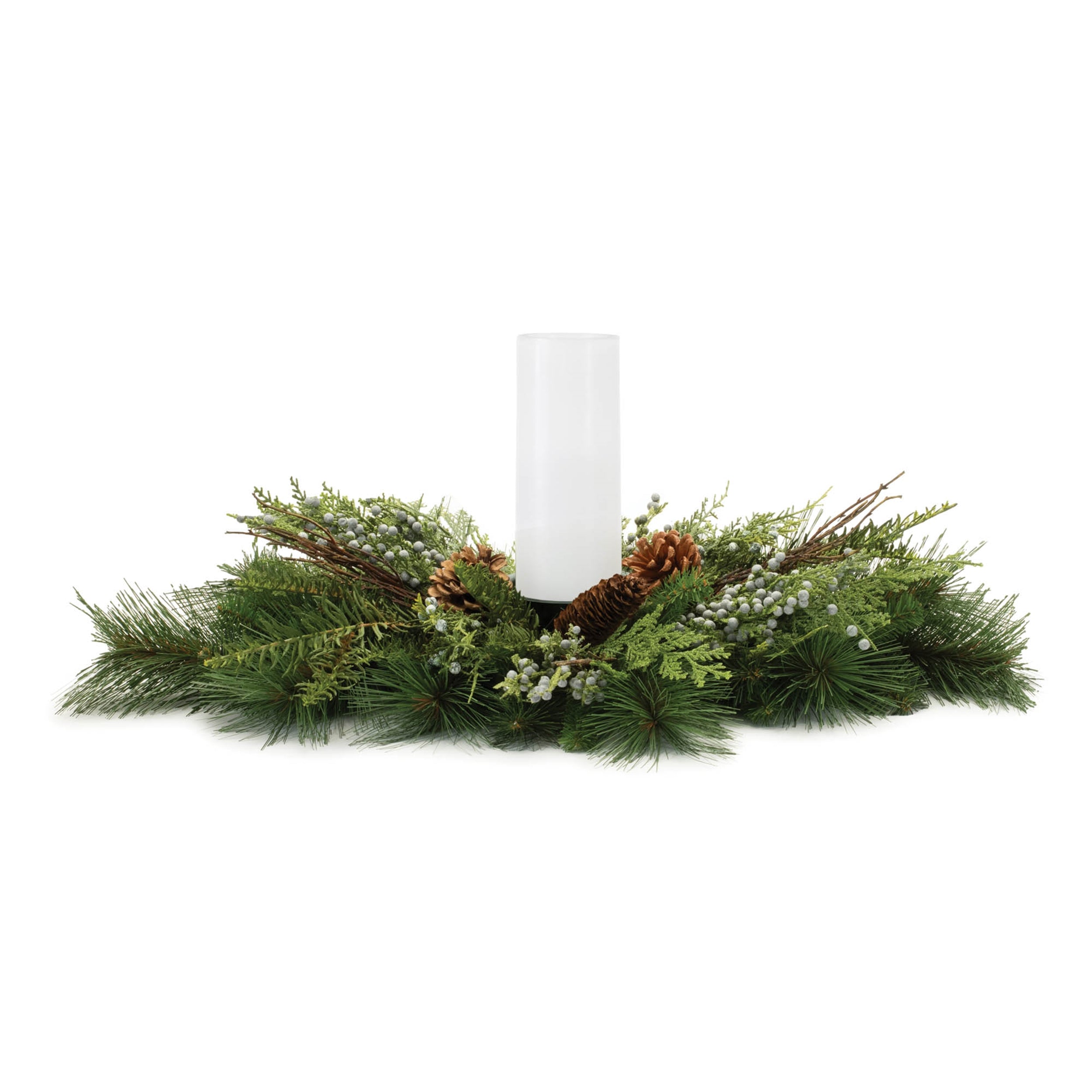 Mixed Pine Candle Holder Centerpiece 28"L x 6"H PVC/Metal