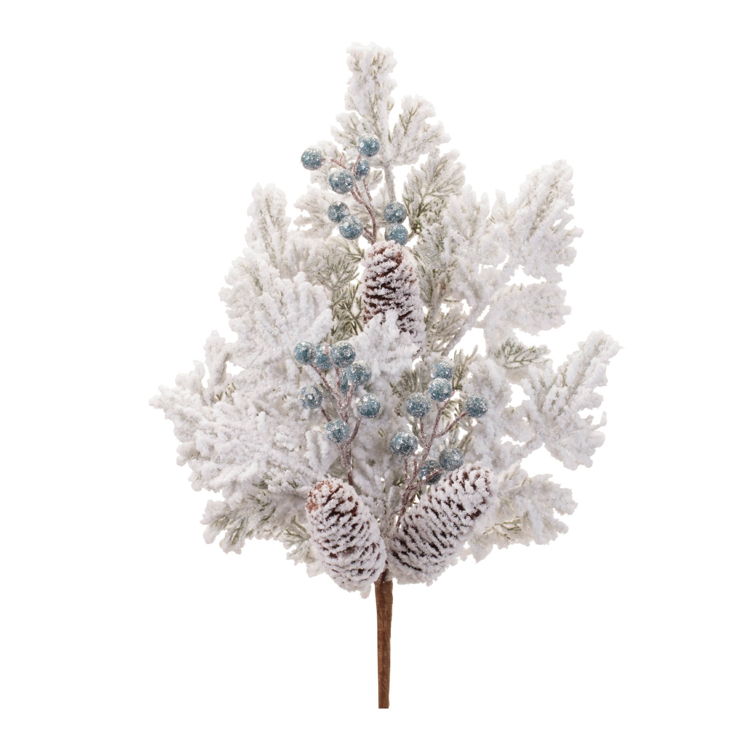 Flocked Pine w/Berry Spray (Set of 2) 26.5"H Plastic