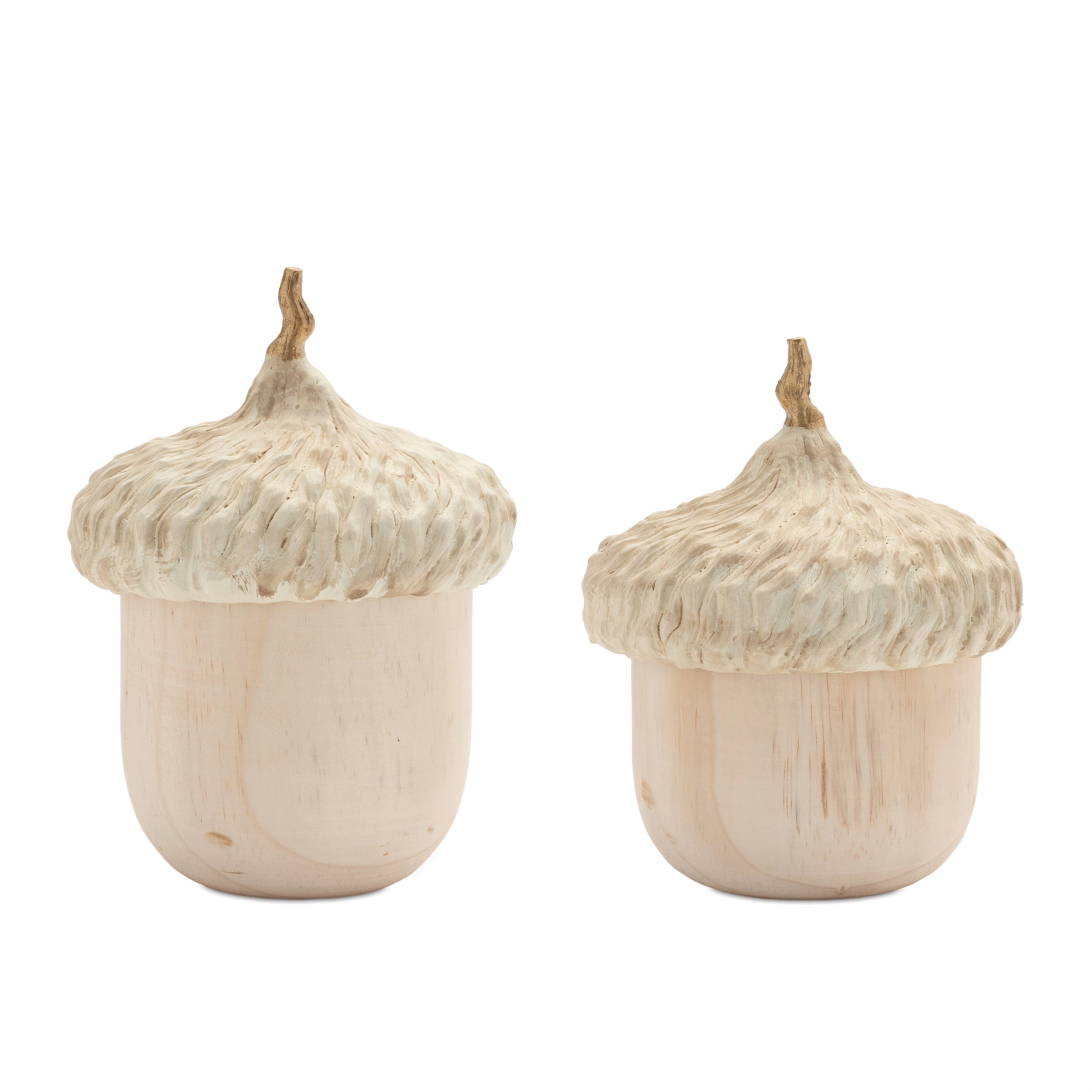 Acorn w/Lid (Set of 2) 4.5"D x 5.5"H, 4"D x 6"H Wood/Resin