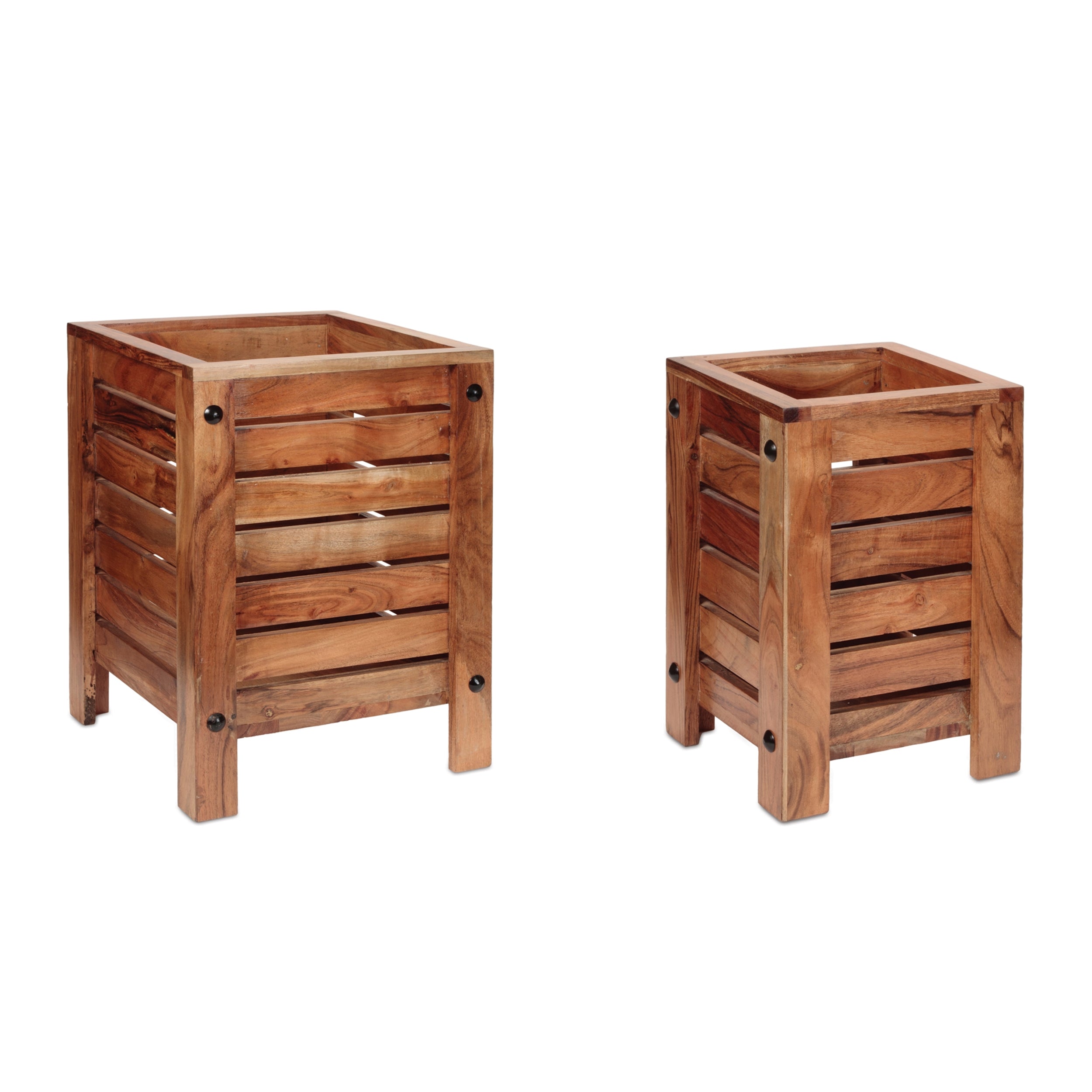 Planter (Set of 2) 11"SQ x 17"H, 15.5"SQ x 21"H Wood