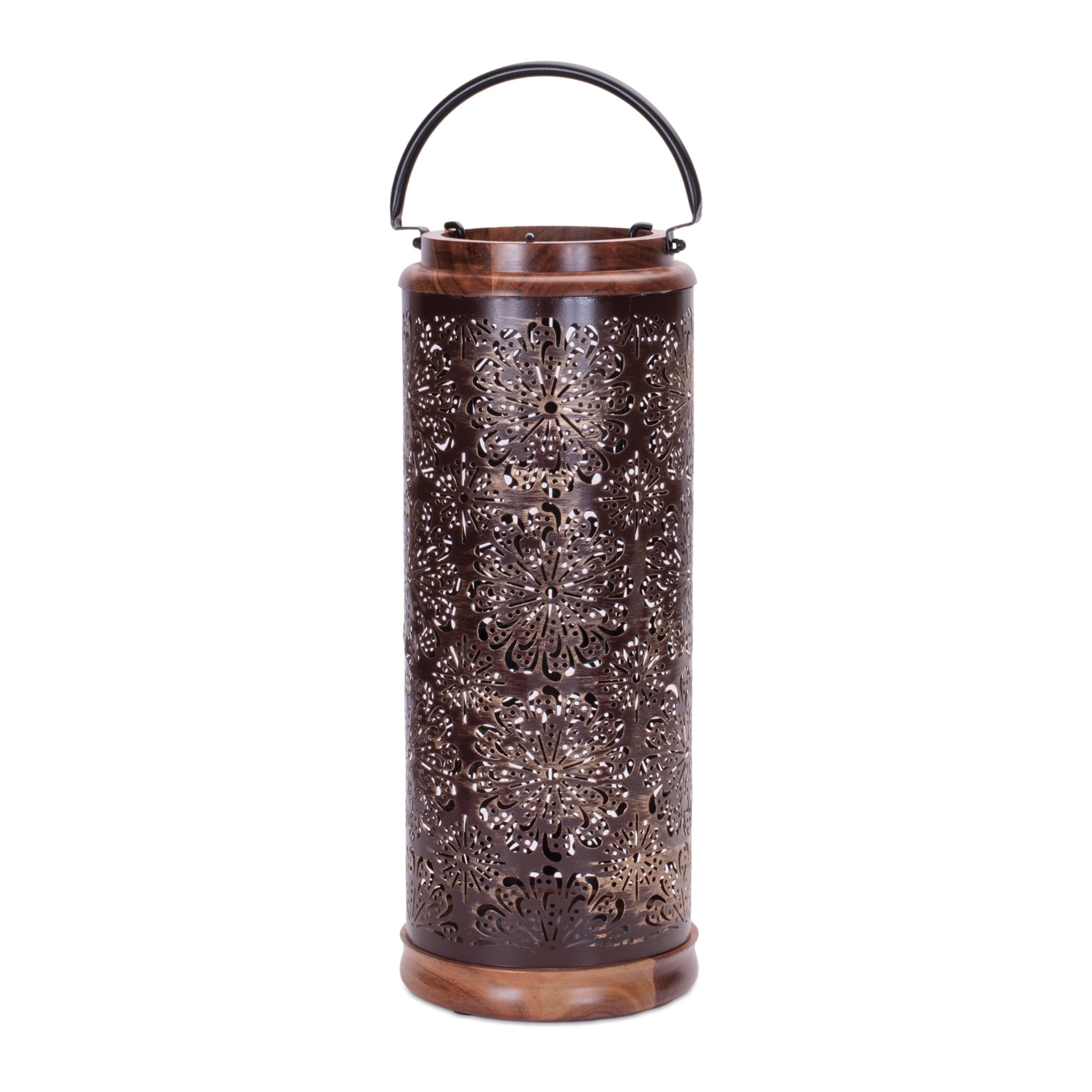 Lantern 7.5"D x 19"H Wood/Metal
