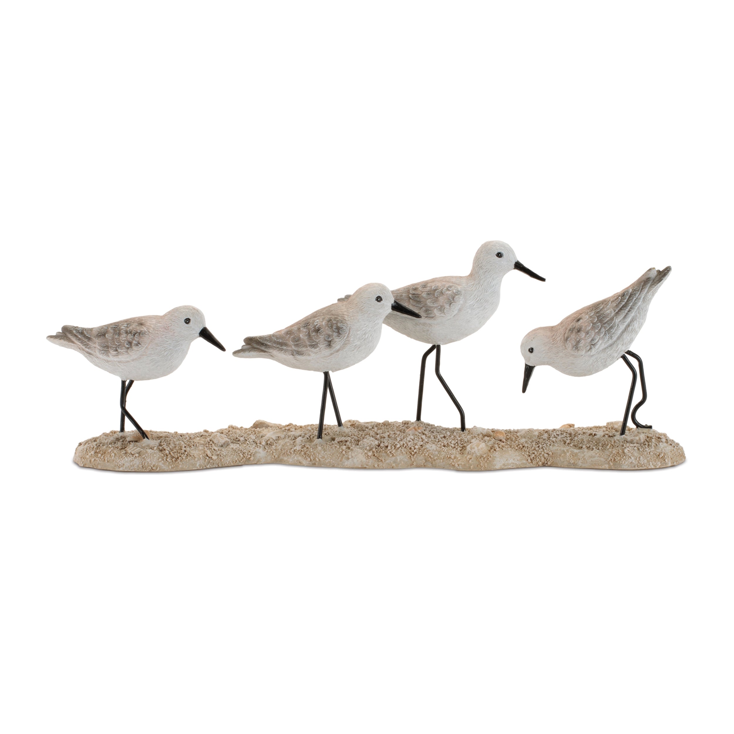 Sea Birds on Beach (Set of 2) 12"L x 3.25"H Resin/Metal