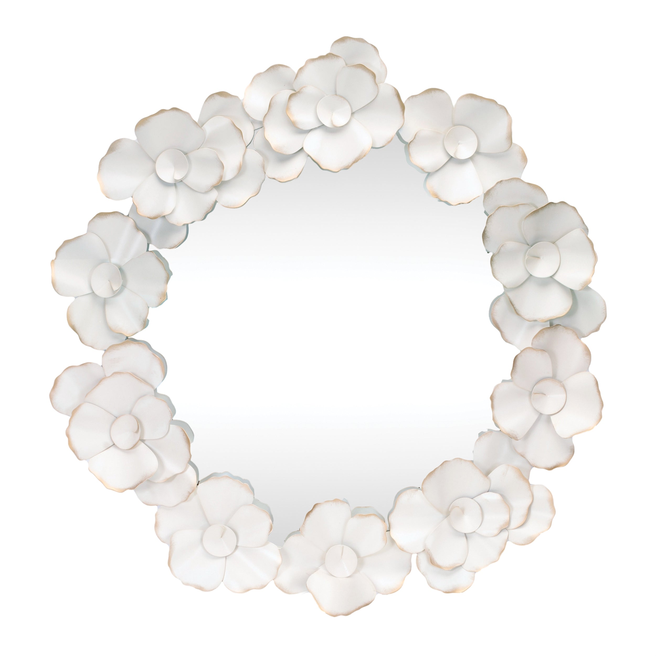 Floral Wall Mirror 32"D Metal/Glass