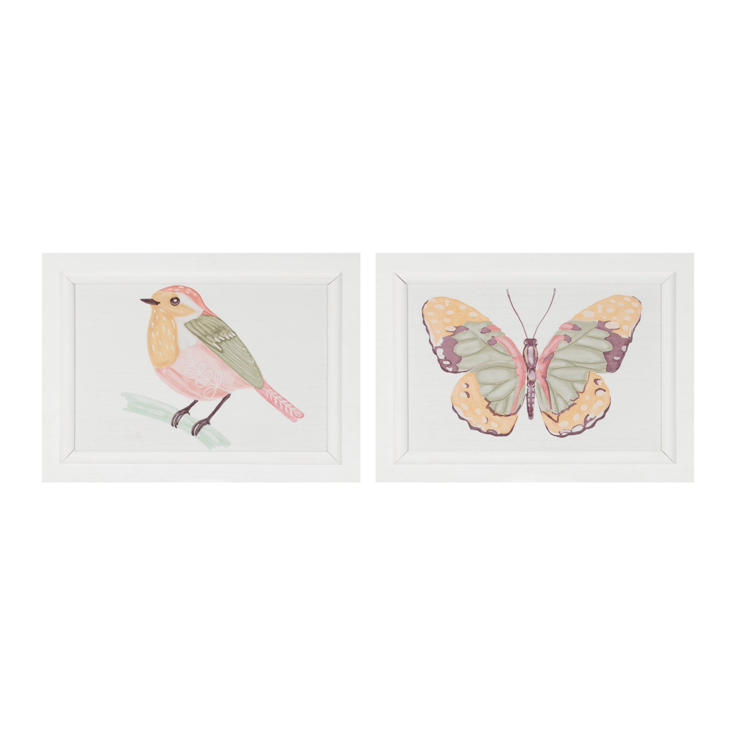 Bird and Butterfly Plaque (Set of 2) 11.5"L x 8.5"H MDF
