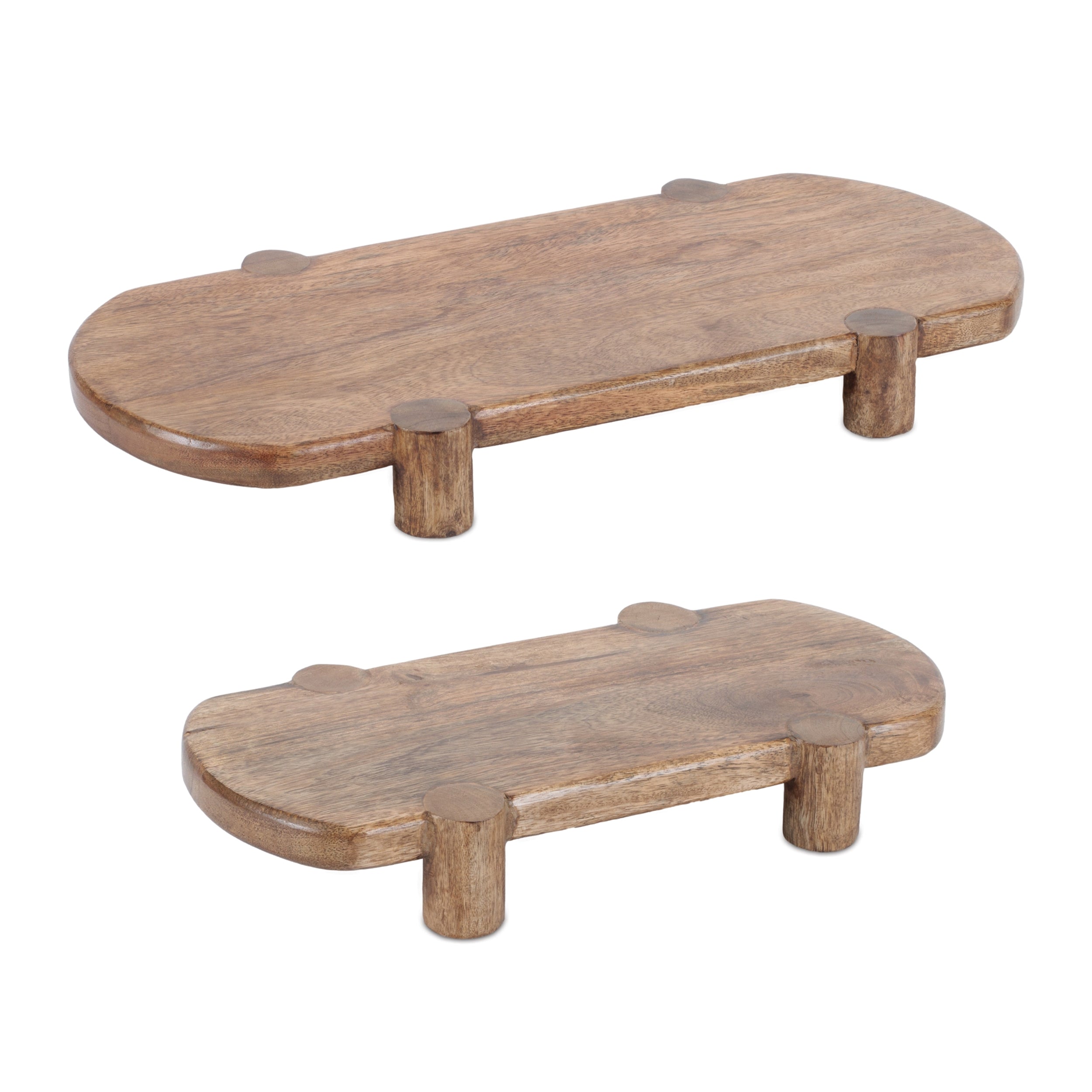 Pedestal (Set of 2) 13.5"L x 7"W x 2.25"H, 19.5"L x 9"W x 2"H Wood