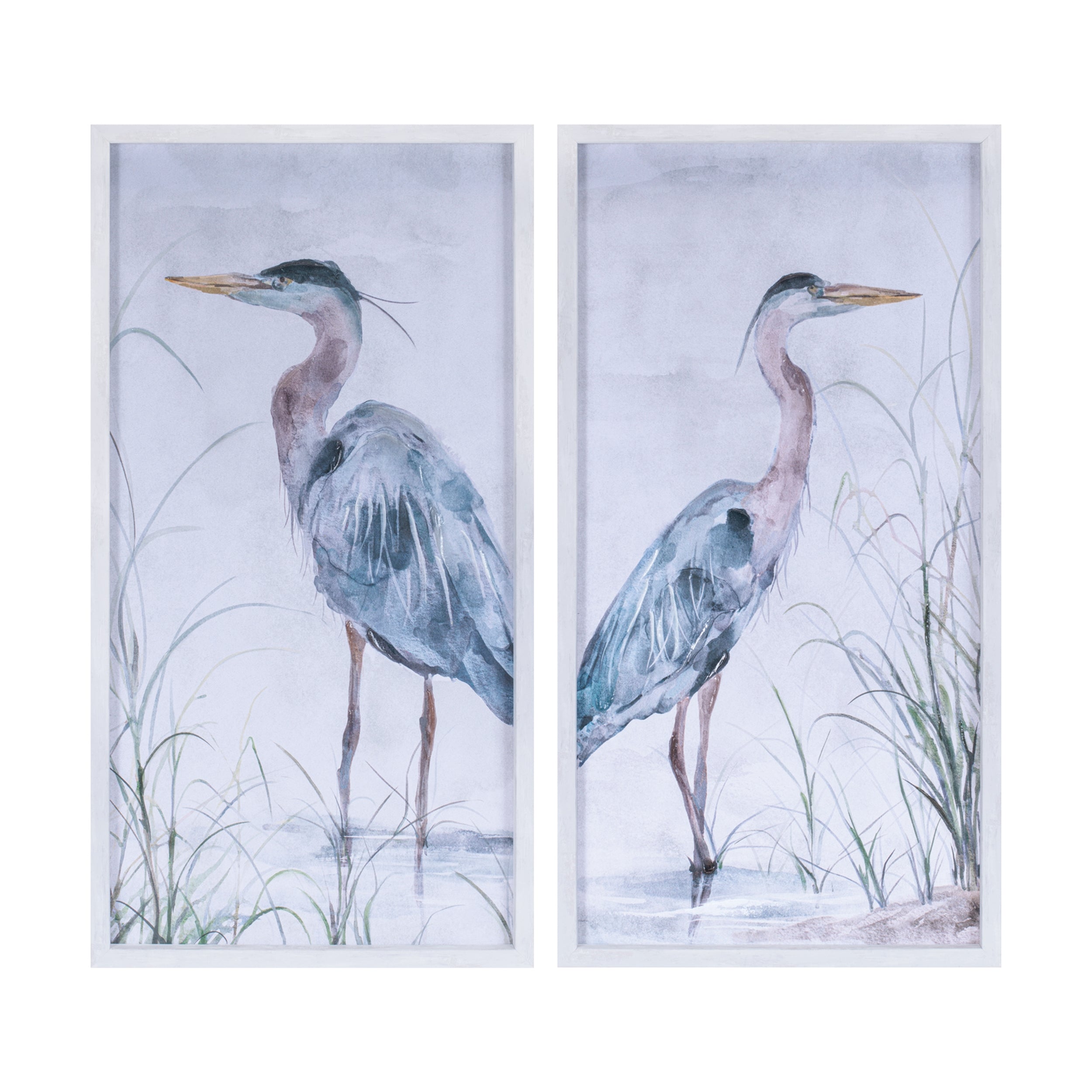 Framed Heron Print (Set of 2) 12.5"L x 24.5"H Cloth/Plastic