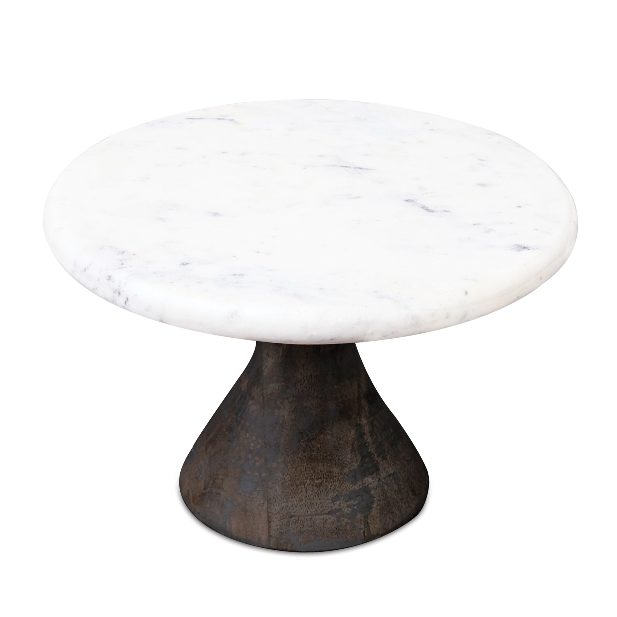 Pedestal Tray (Set of 2) 8"D x 6"H Marble/Wood