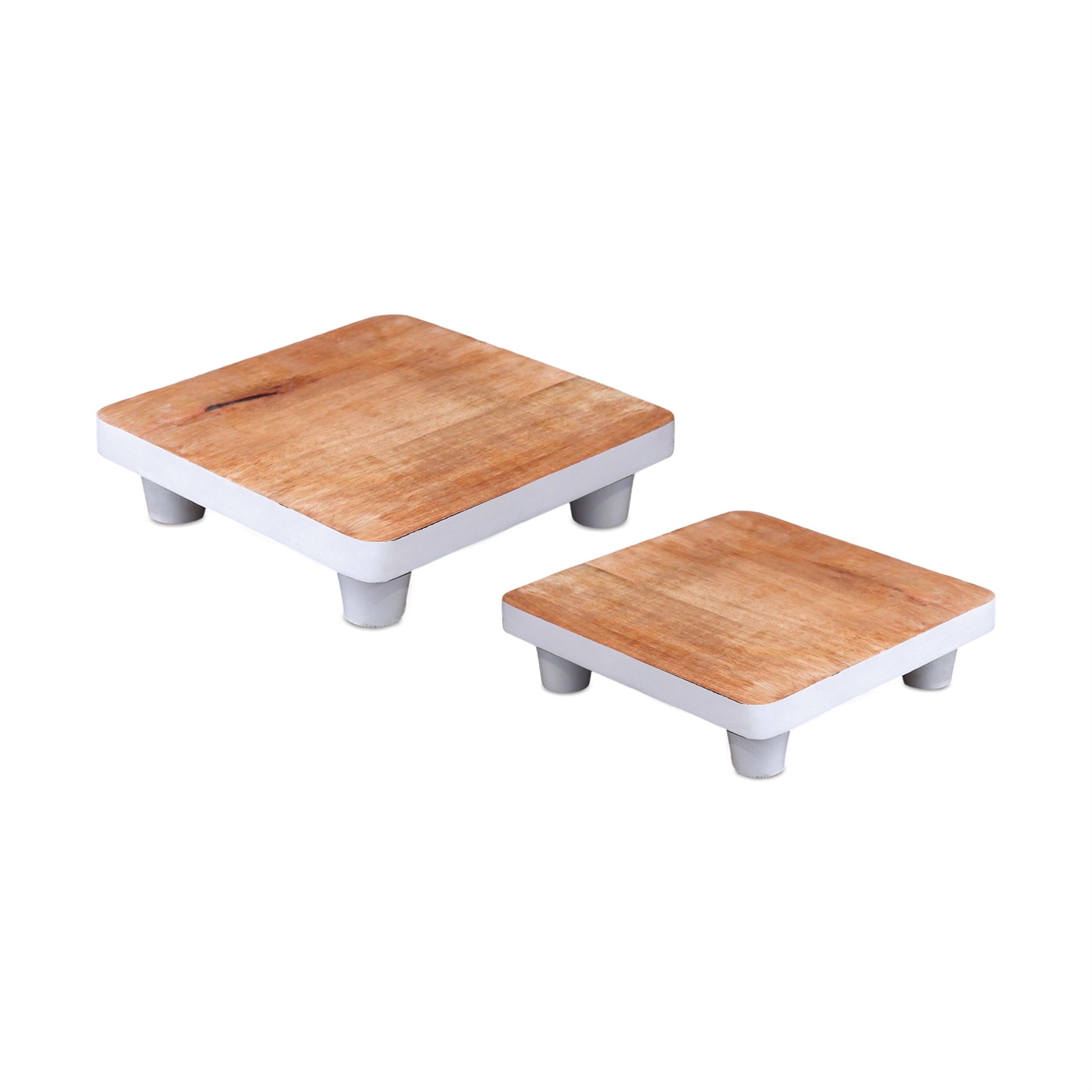Pedestal (Set of 2) 8"SQ x 2.5"H, 10"SQ x 2.75"H Wood