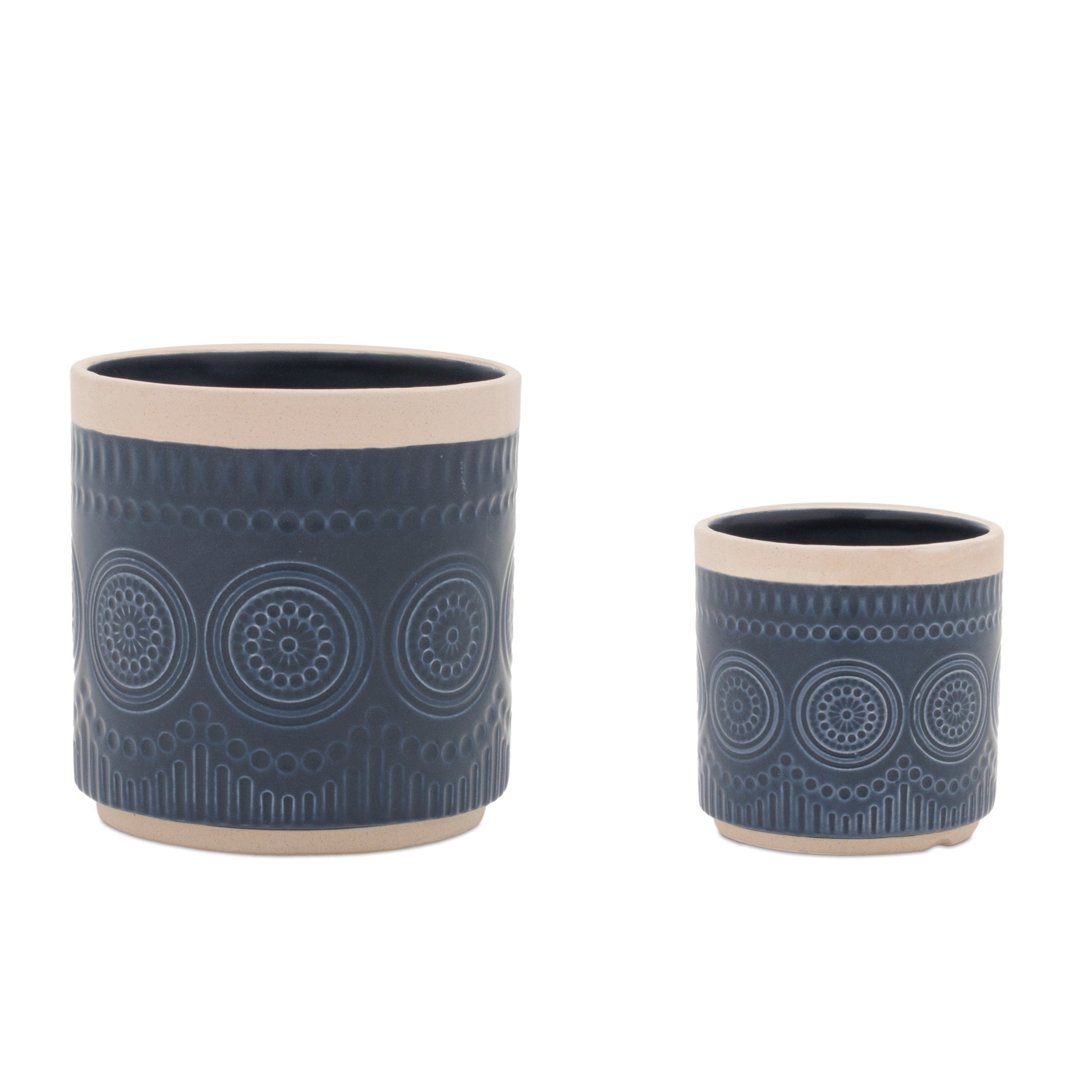 Container (Set of 2) 4"D x 4"H, 6"D x 6"H Ceramic