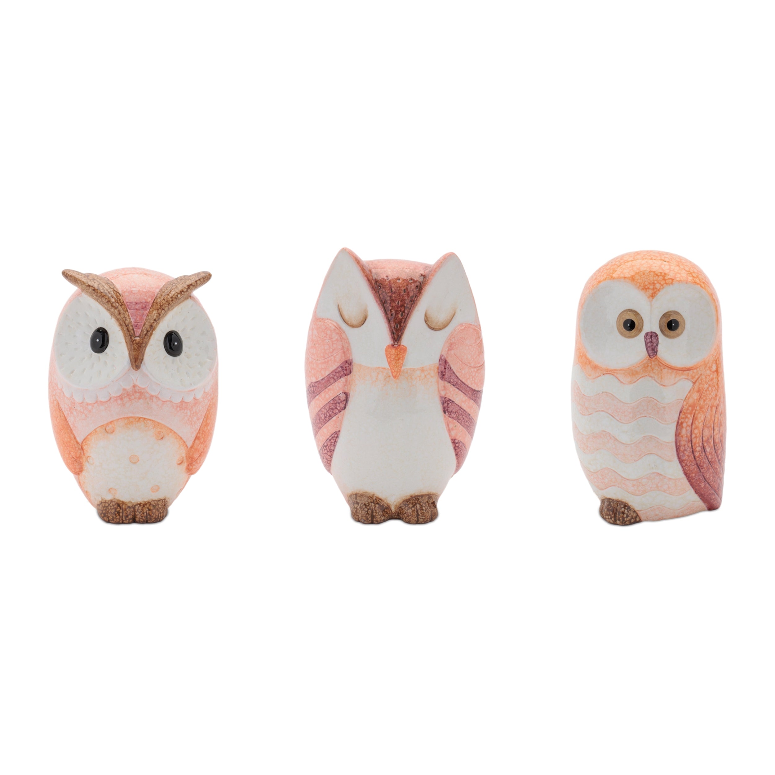 Owl (Set of 3) 6.75"H, 7"H, 7.25"H Terra Cotta