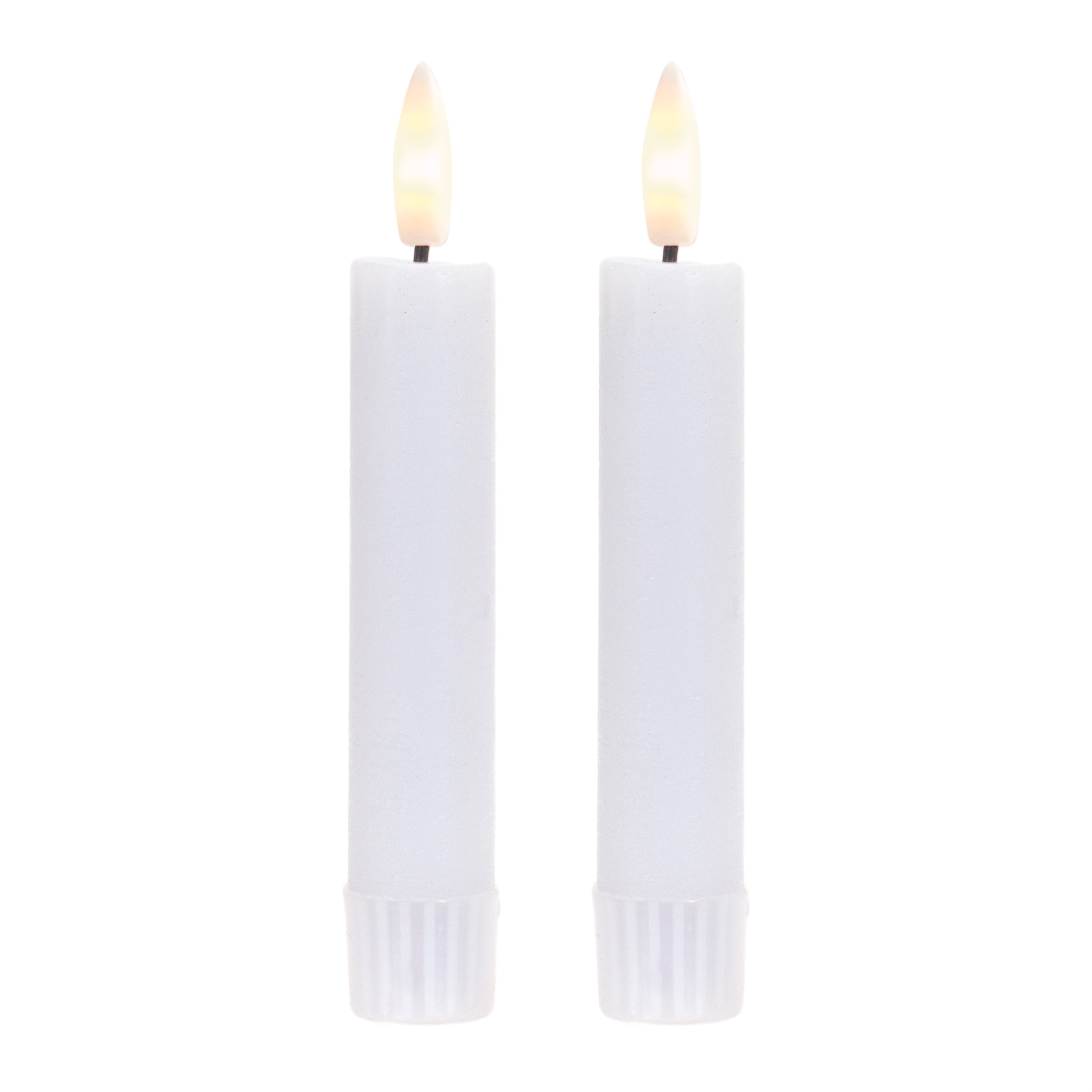 FIA Wick Taper Candle (Set of 4) WHITE 5"H Wax/Plastic 1 AAA Battery Not Included