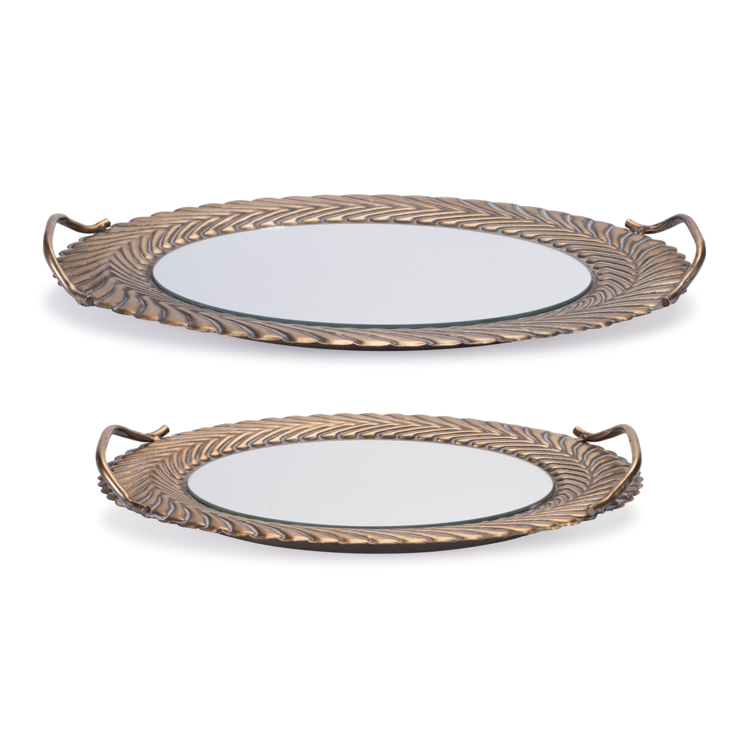 Mirror Tray (Set of 2) 18"L x 10"W, 22"L x 12"W Metal/Glass