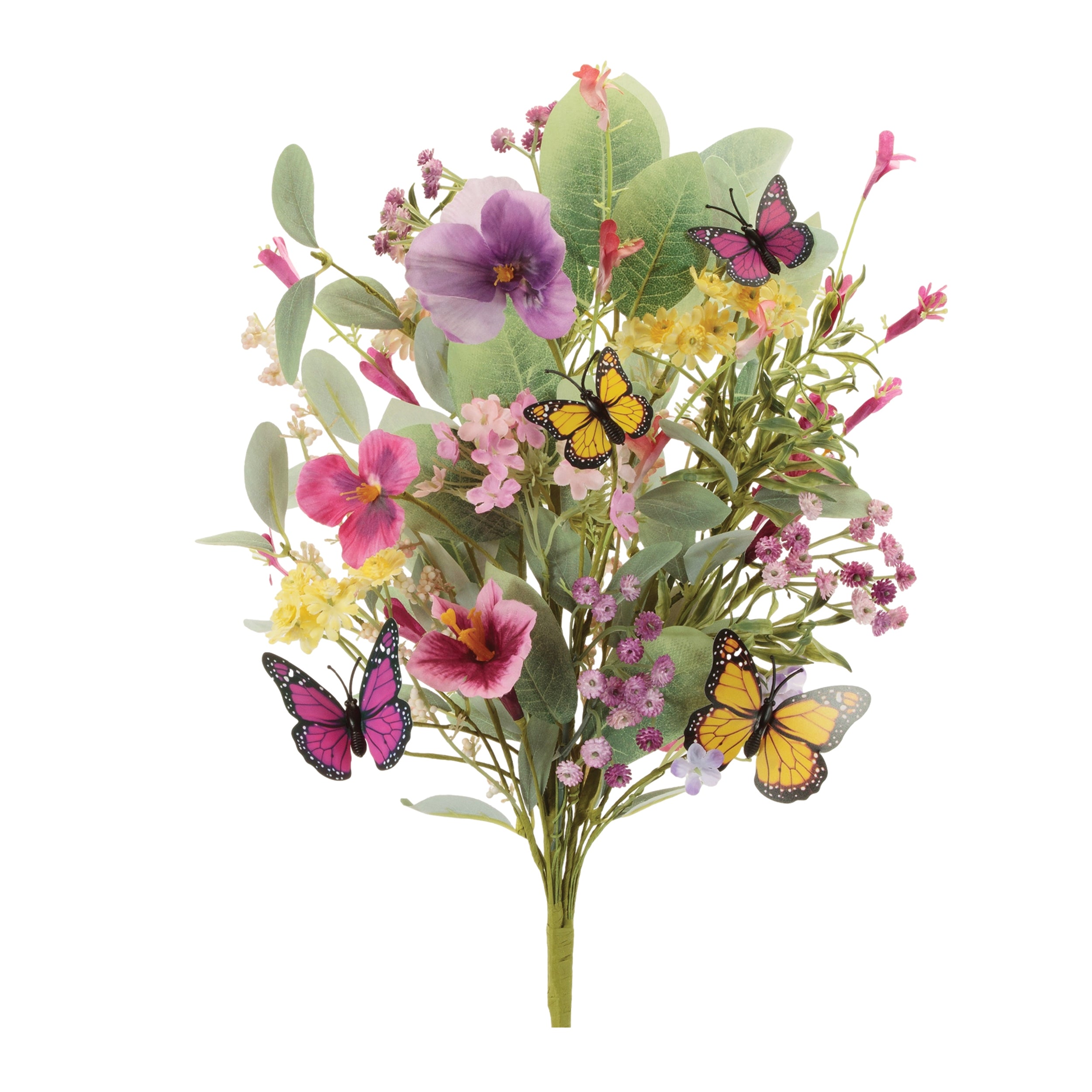 Mixed Pansy Bush w/Butterflies (Set of 2) 19"H Polyester