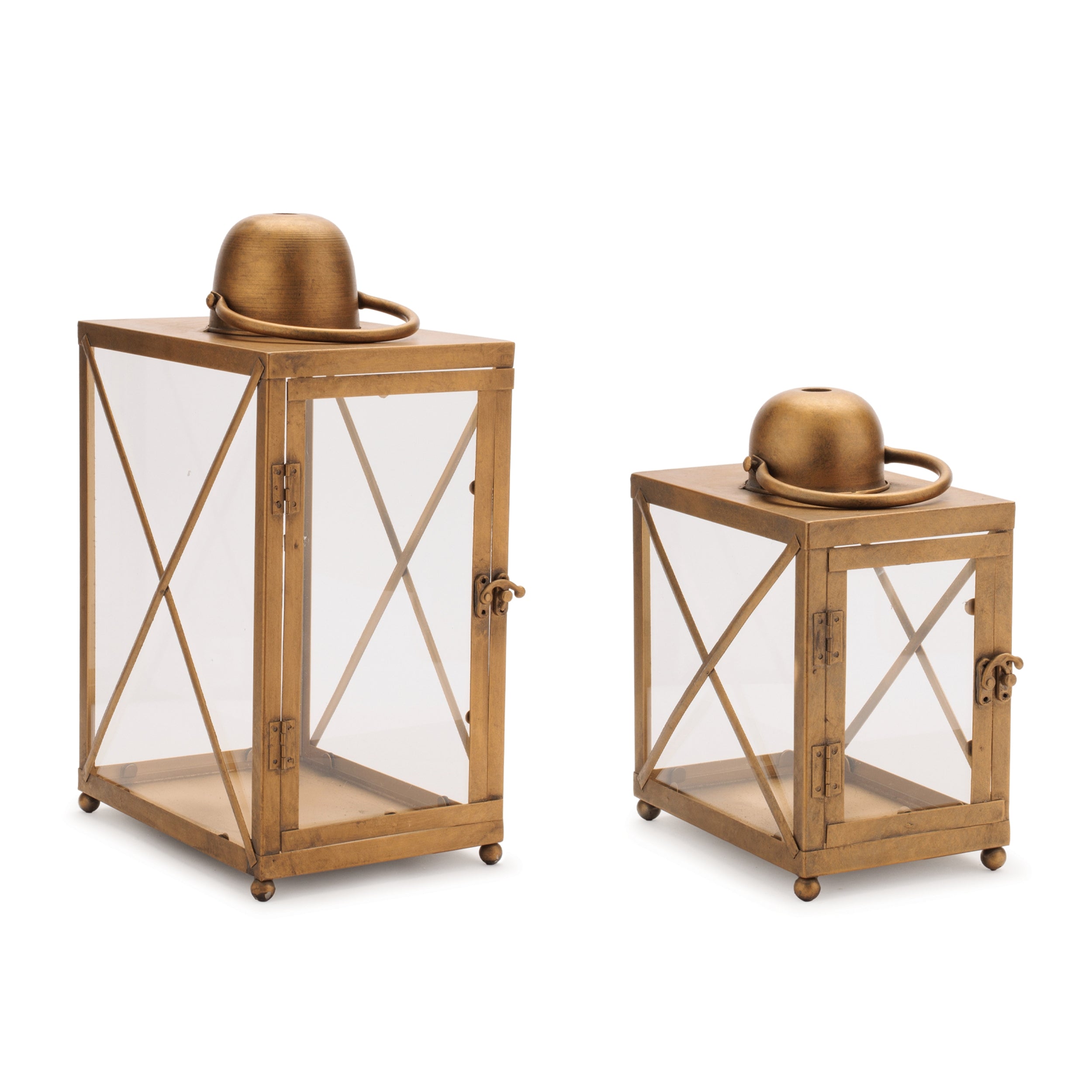 Lantern (Set of 2) 8.5"L x 11"H, 10"L x 16"H Metal/Glass