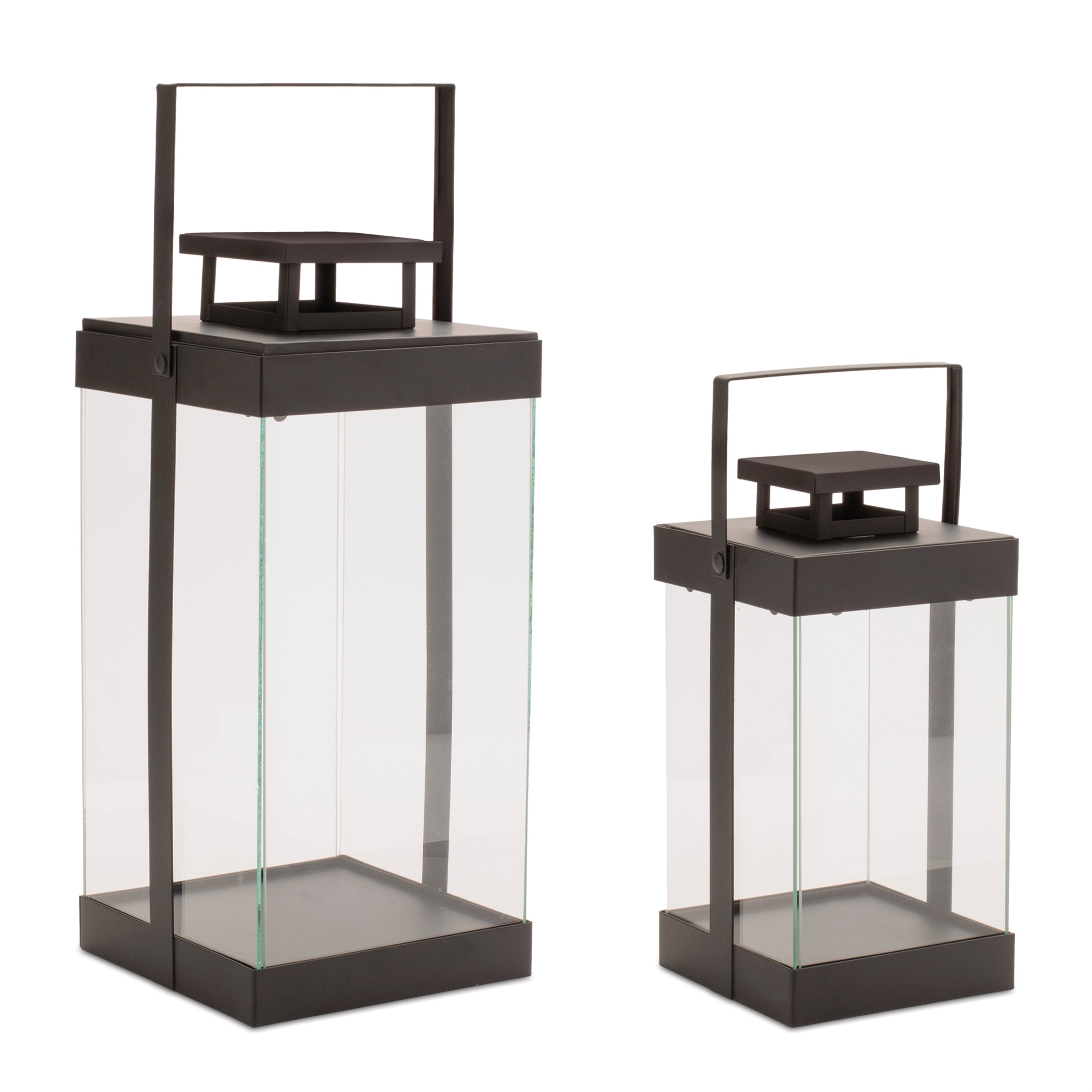 Lantern (Set of 2) 5.5"SQ x 11"H, 7"SQ x 16"H Iron/Glass