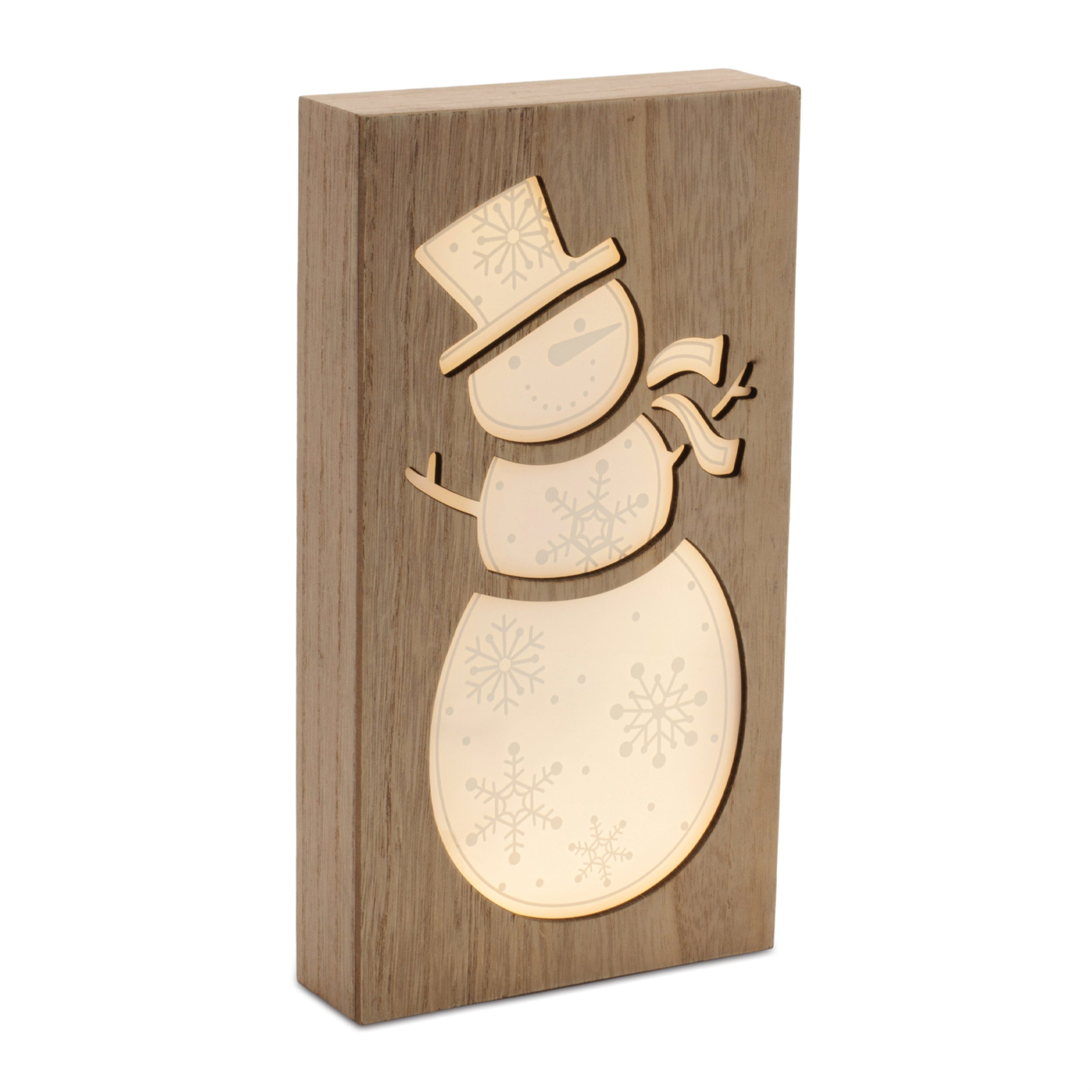 LED Snowman Frame 5"L x 9.5"H MDF/ 2 AA Batteries Not Included